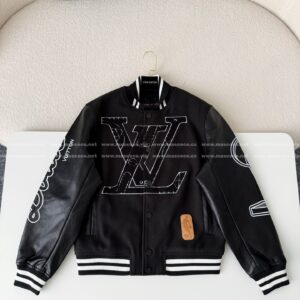 「#4915」LOUIS VUITTON x NBA LEATHER PATCHWORK BASEBALL JACKET