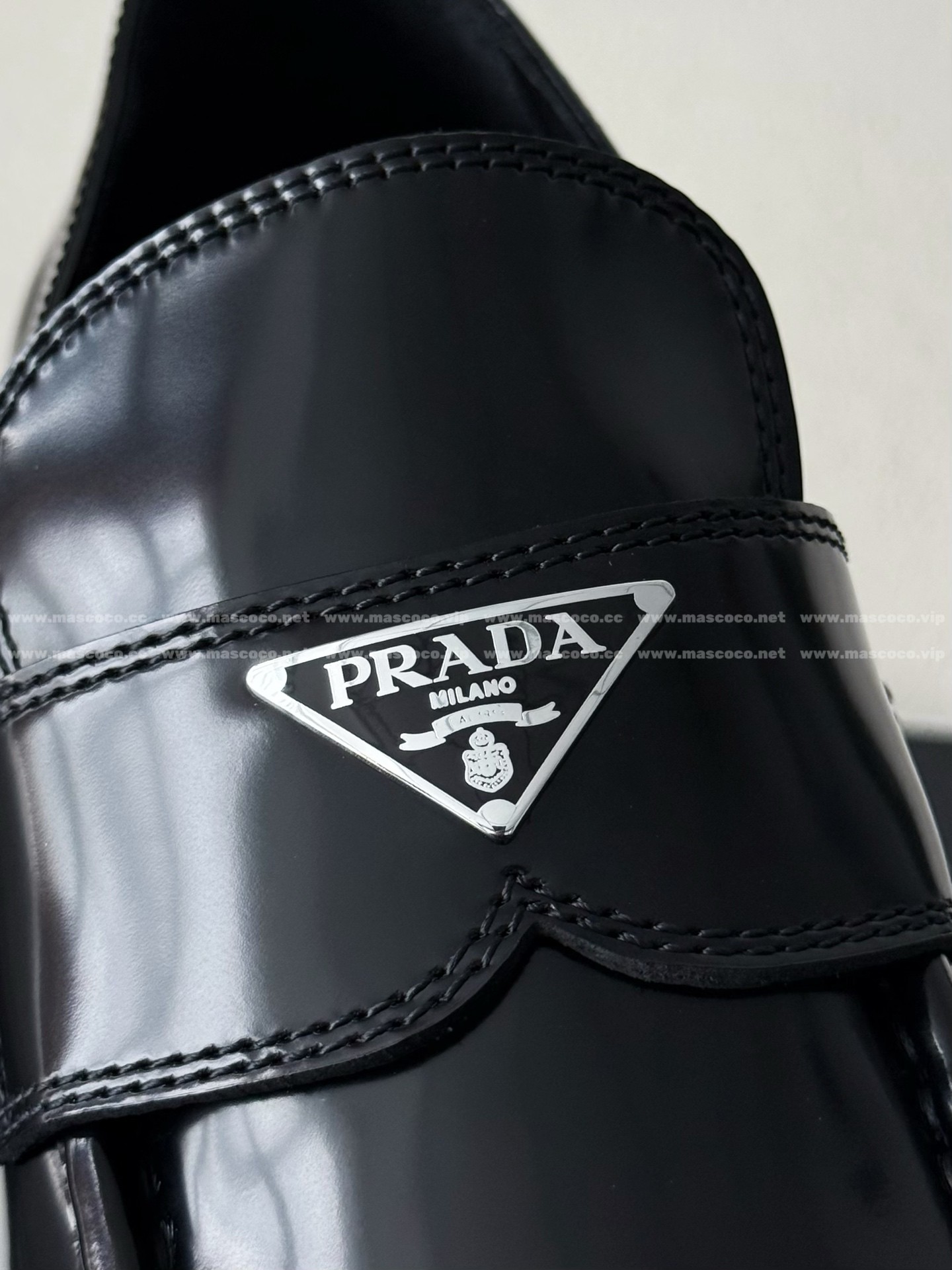 「#858」Prada Classic Leather Shoes Triangle Logo Loafers - Image 10