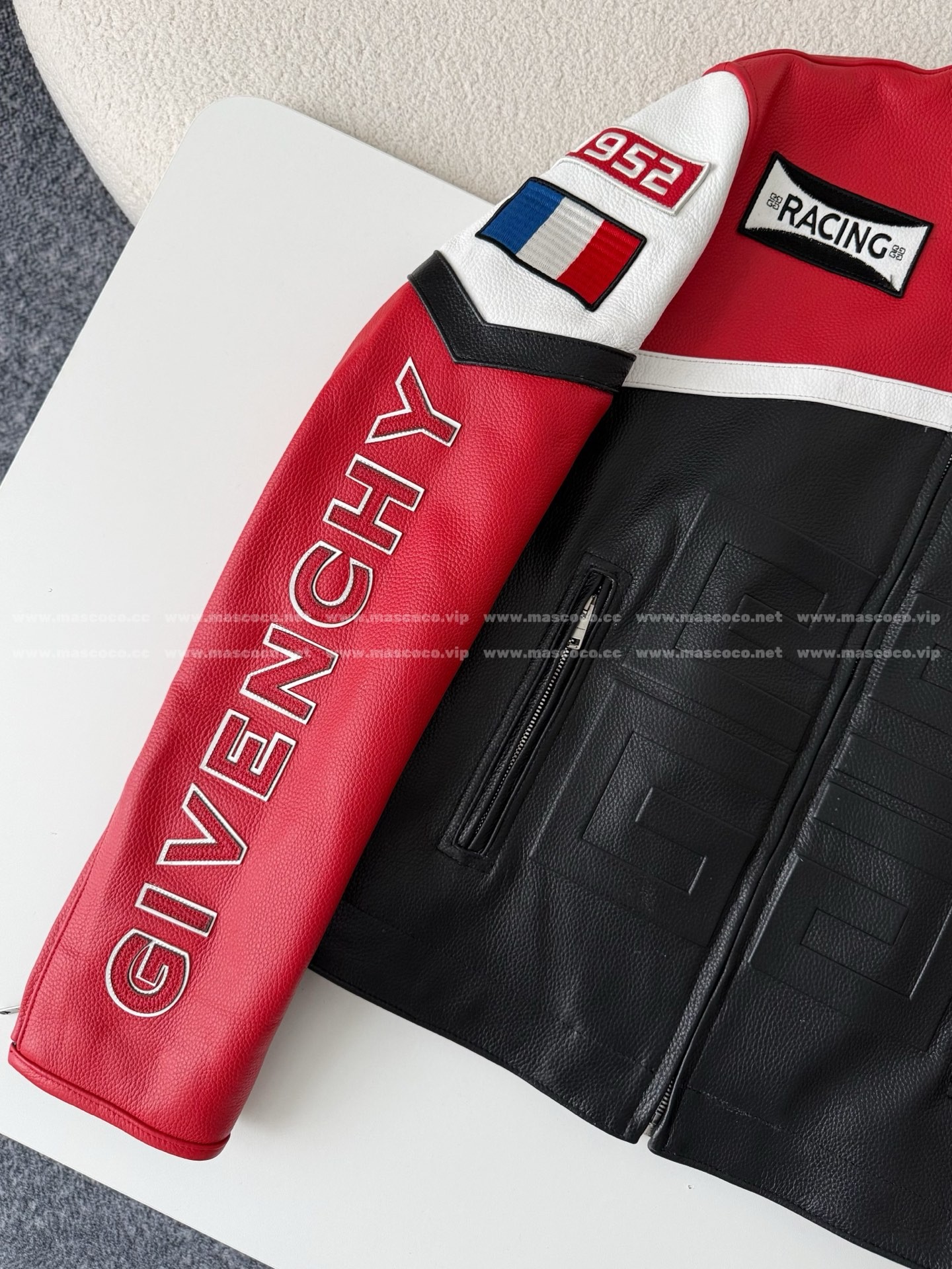 「#4981」Givenchy SS23 Contrast Color Zipper Stand Collar Leather Jacket - Image 2