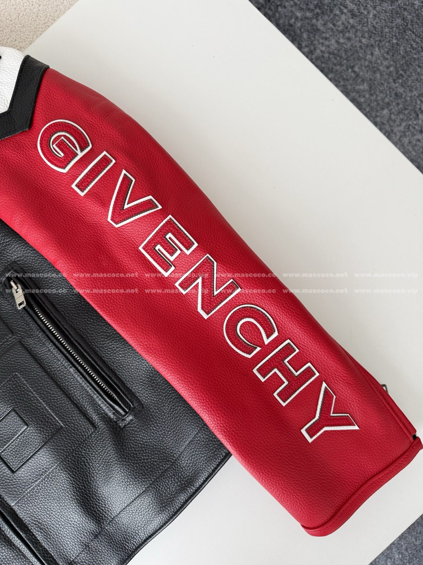 「#4981」Givenchy SS23 Contrast Color Zipper Stand Collar Leather Jacket - Image 6