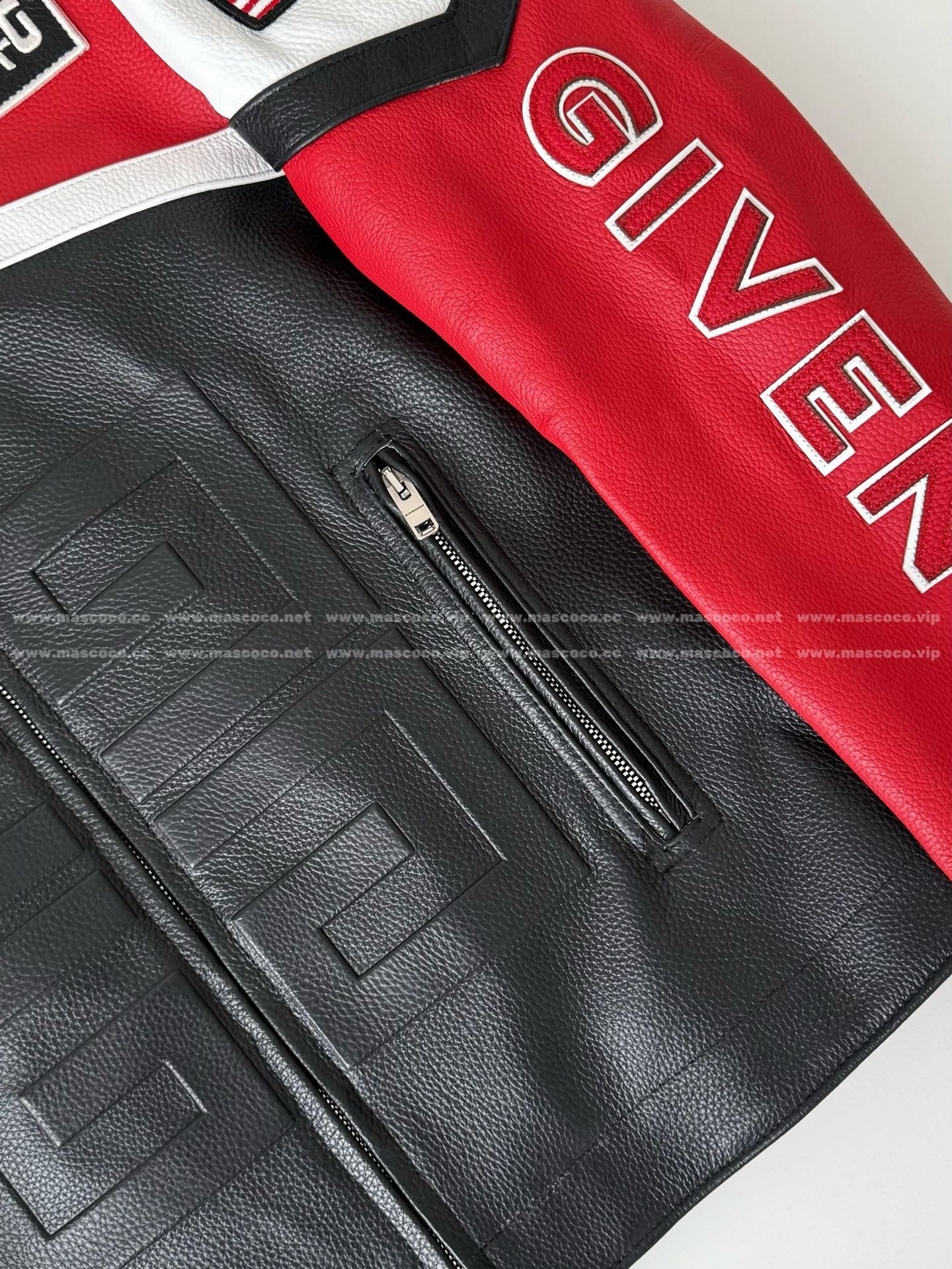 「#4981」Givenchy SS23 Contrast Color Zipper Stand Collar Leather Jacket - Image 4