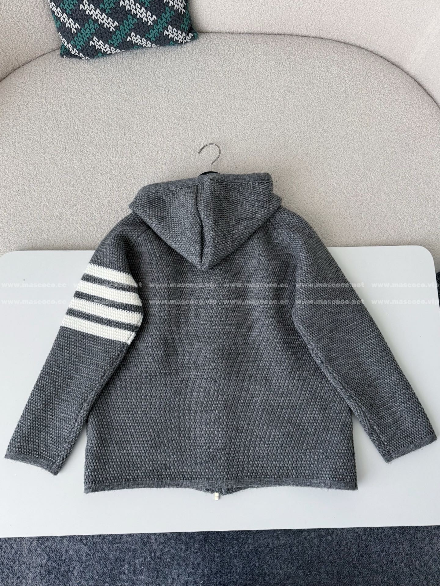 「#5210」Thom Browne American-Style Striped Cuff Knit Hoodie - Image 6