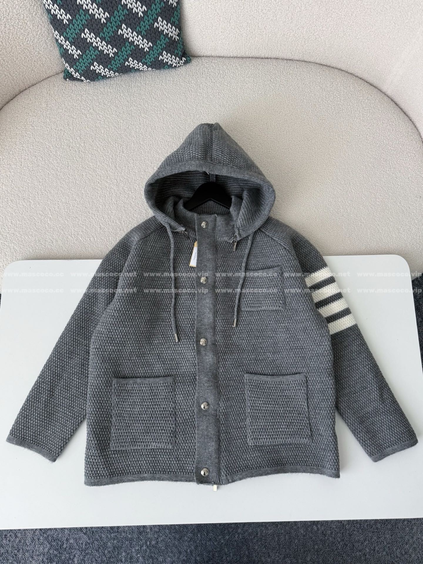 「#5210」Thom Browne American-Style Striped Cuff Knit Hoodie