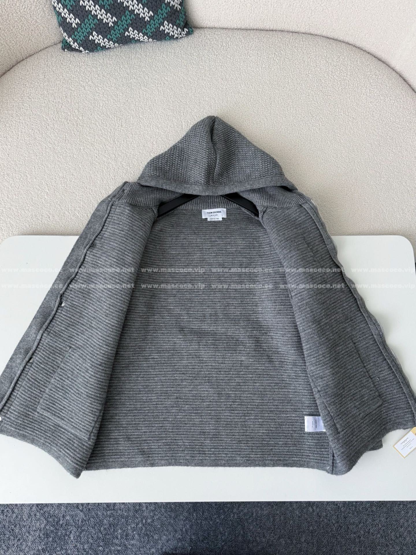 「#5210」Thom Browne American-Style Striped Cuff Knit Hoodie - Image 9