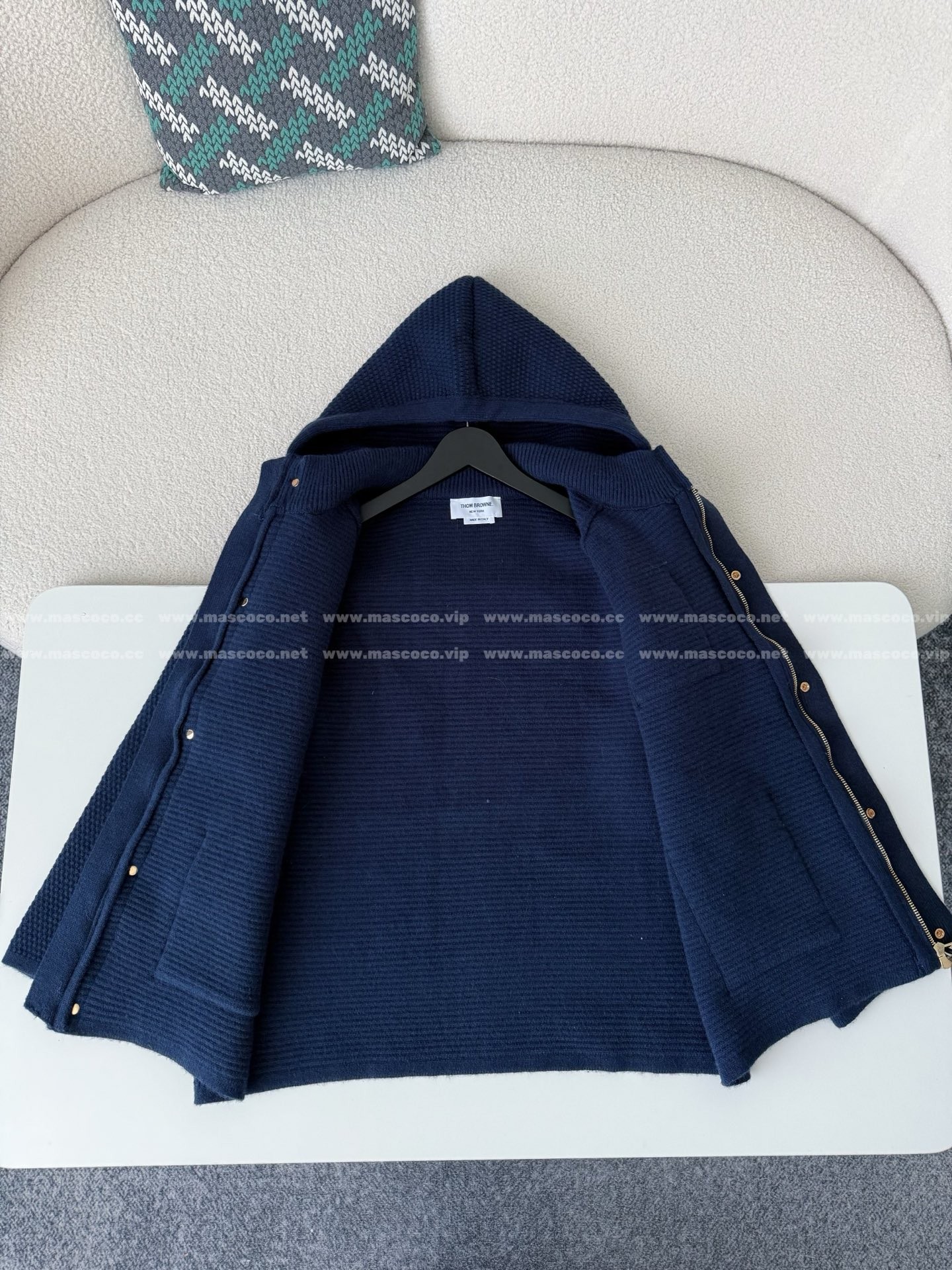 「#5211」Thom Browne American-Style Striped Cuff Knit Hoodie - Image 10
