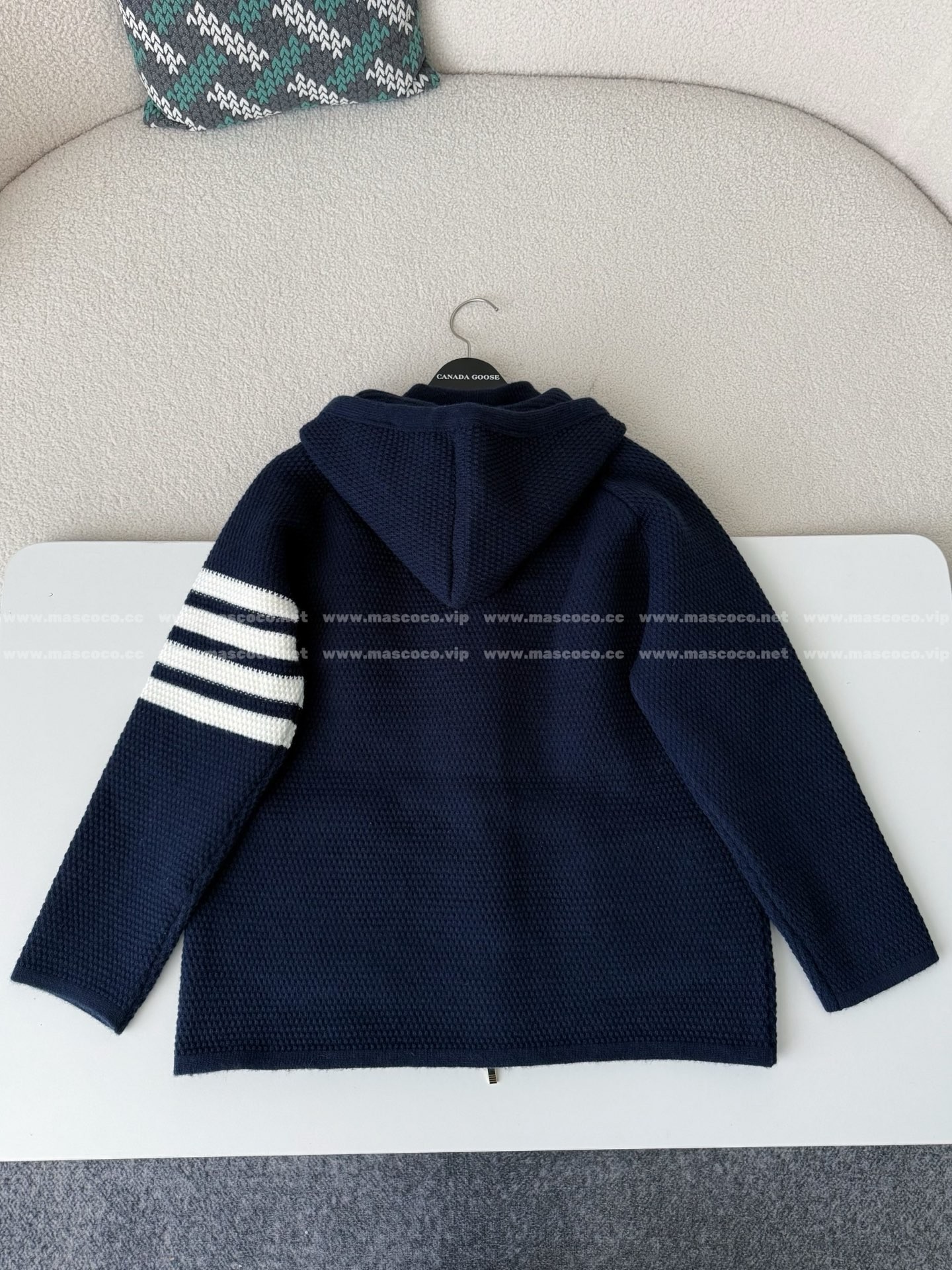 「#5211」Thom Browne American-Style Striped Cuff Knit Hoodie - Image 7
