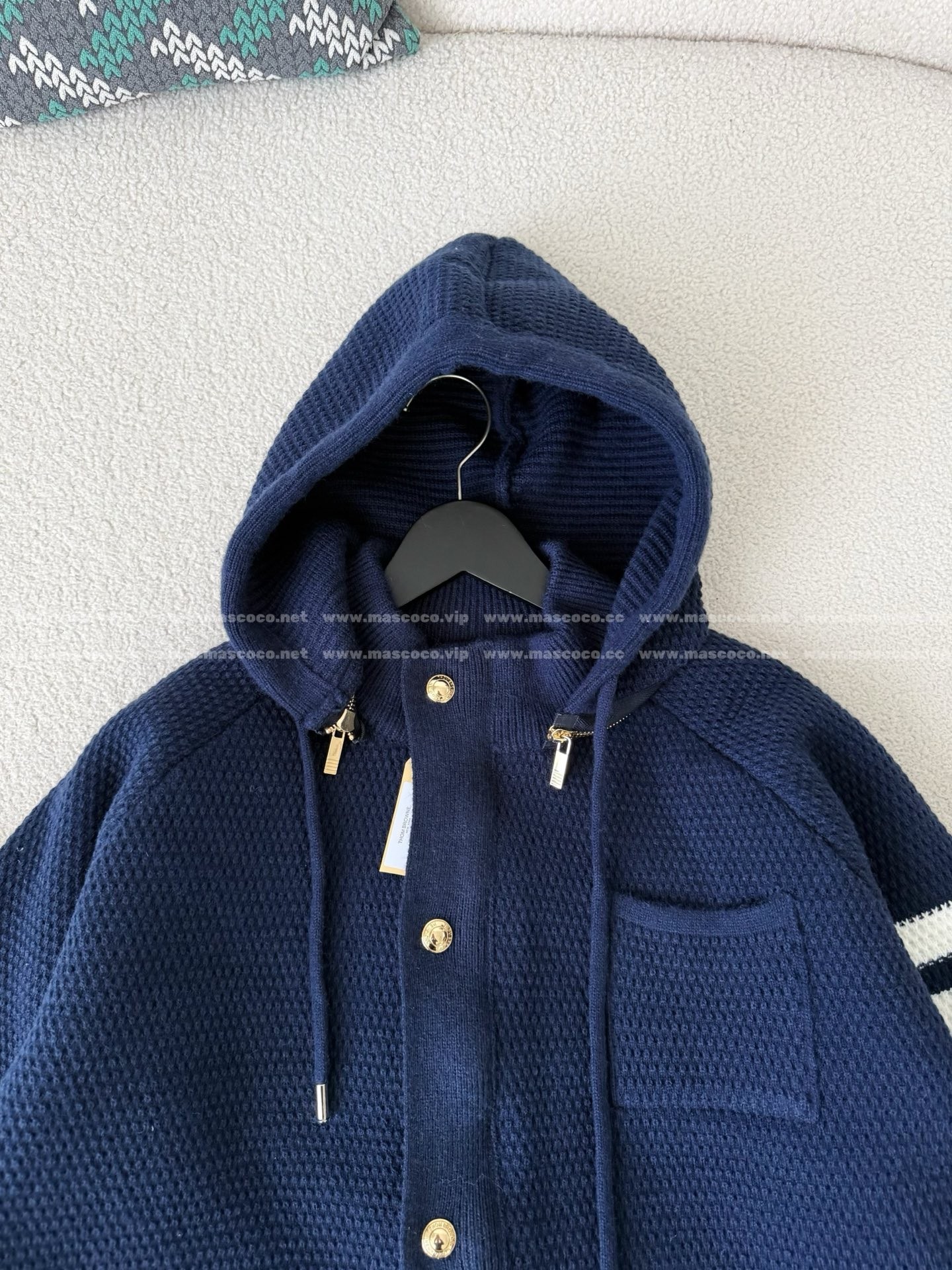 「#5211」Thom Browne American-Style Striped Cuff Knit Hoodie - Image 3