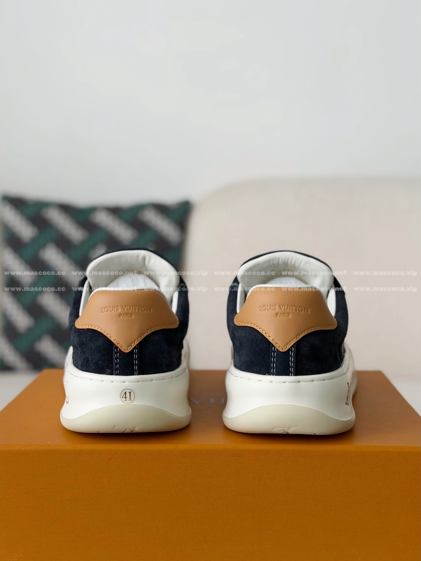 「#5382」LOUIS VUITTON TILTED CANVAS LEATHER BOARD SHOES - Image 3