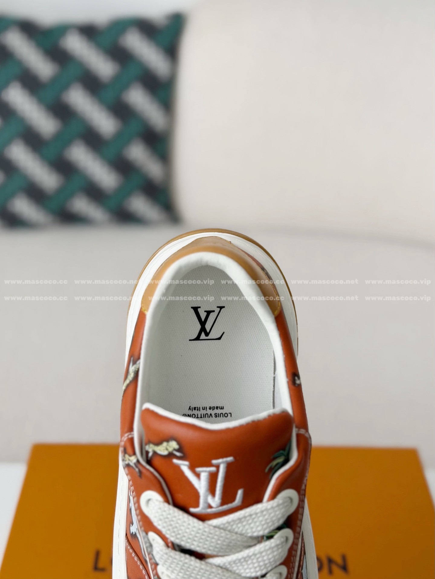 「#5383」LOUIS VUITTON TILTED CANVAS LEATHER BOARD SHOES - Image 8
