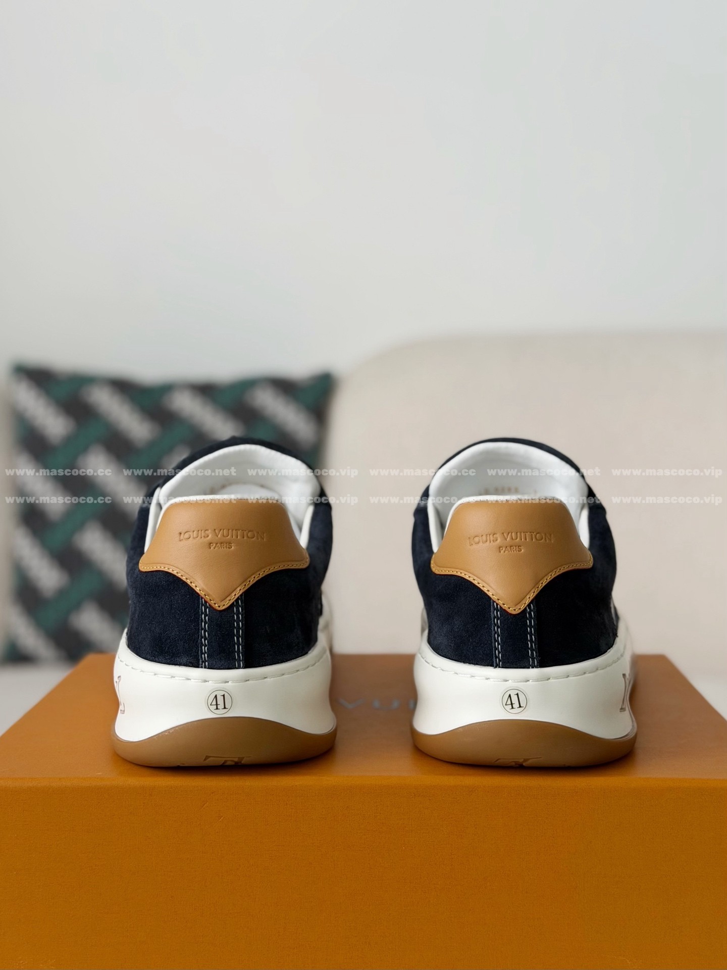 「#5385」LOUIS VUITTON TILTED CANVAS LEATHER BOARD SHOES - Image 3
