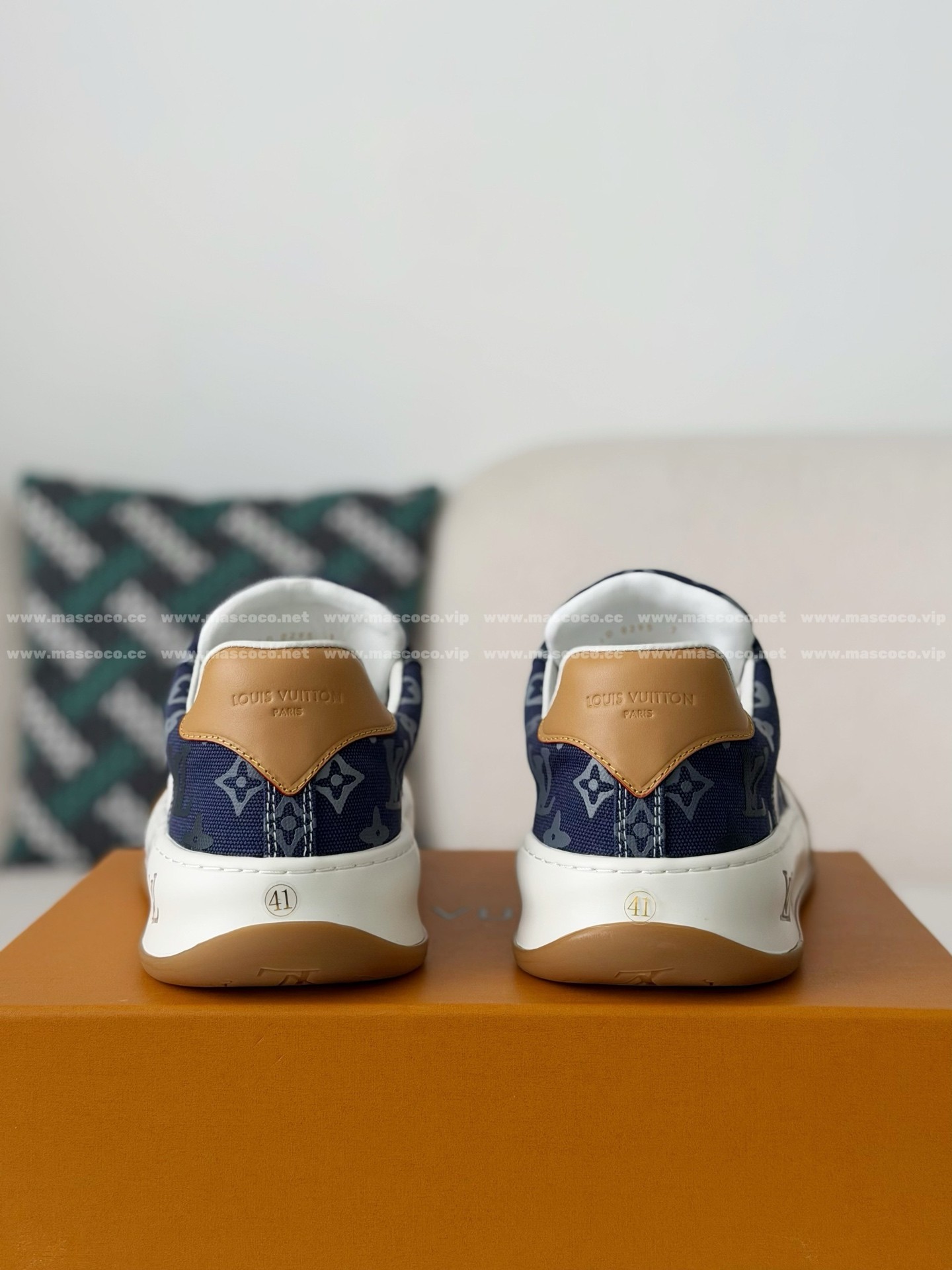 「#5386」LOUIS VUITTON TILTED CANVAS LEATHER BOARD SHOES - Image 3