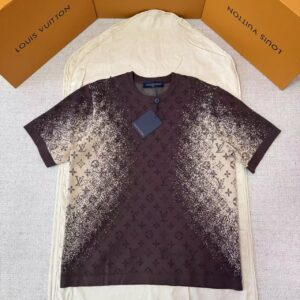 「#5426」LOUIS VUITTON Letter Pattern Jacquard Gradient Knit Short Sleeve