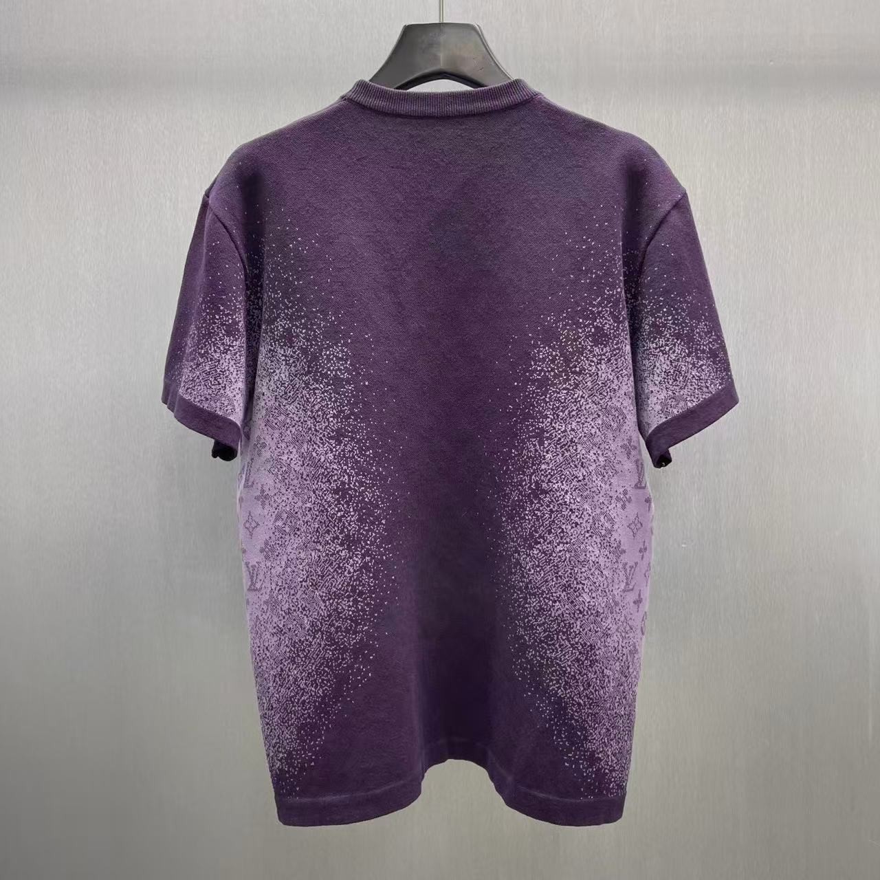 「#5523」LOUIS VUITTON Letter Pattern Jacquard Gradient Knit Short Sleeve_副本 - Image 4