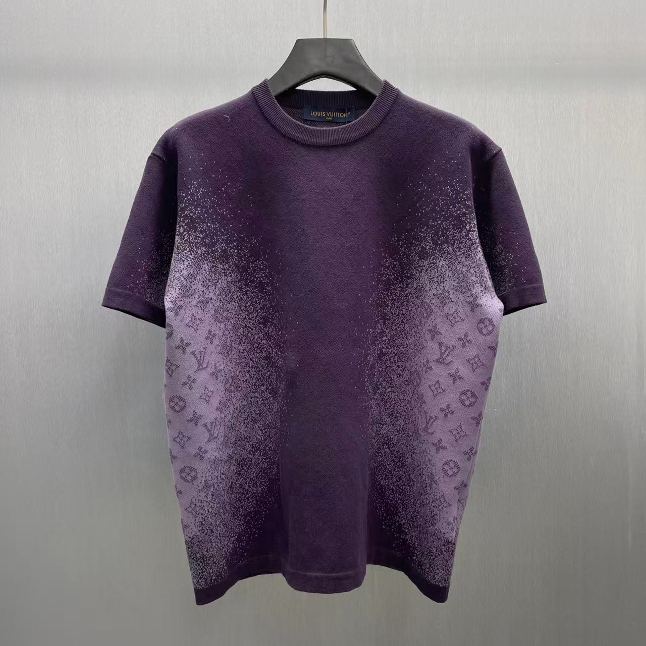 「#5523」LOUIS VUITTON Letter Pattern Jacquard Gradient Knit Short Sleeve_副本 - Image 3