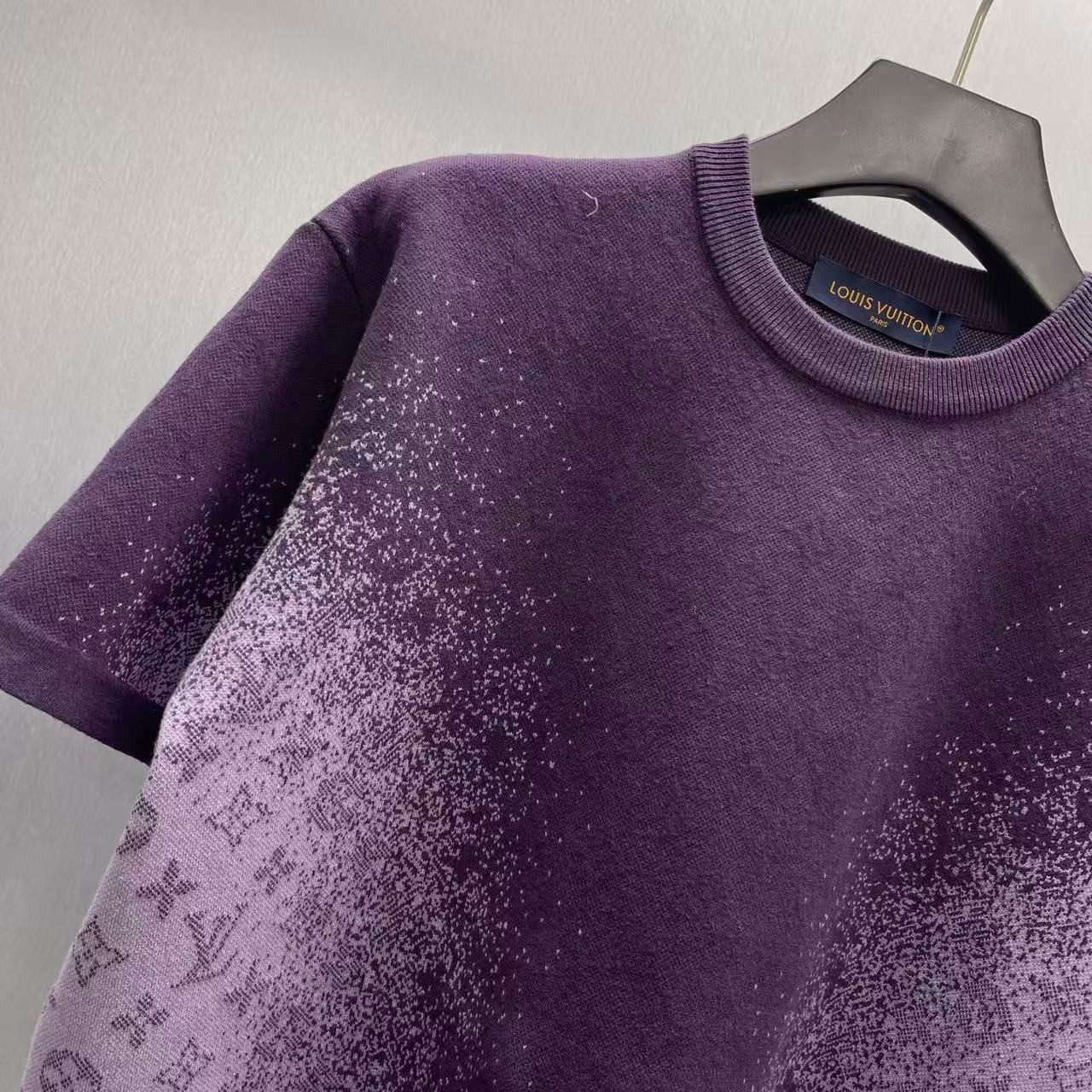 「#5523」LOUIS VUITTON Letter Pattern Jacquard Gradient Knit Short Sleeve_副本 - Image 7