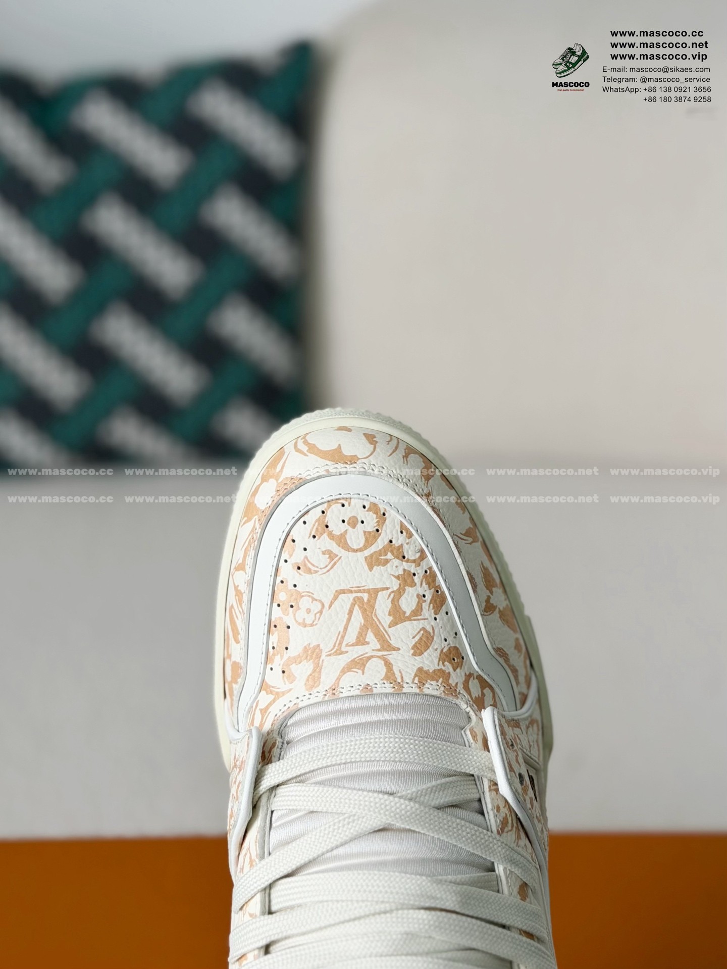 「#6331」LOUIS VUITTON TRAINER GRAINED LEATHER SNEAKERS - Image 8