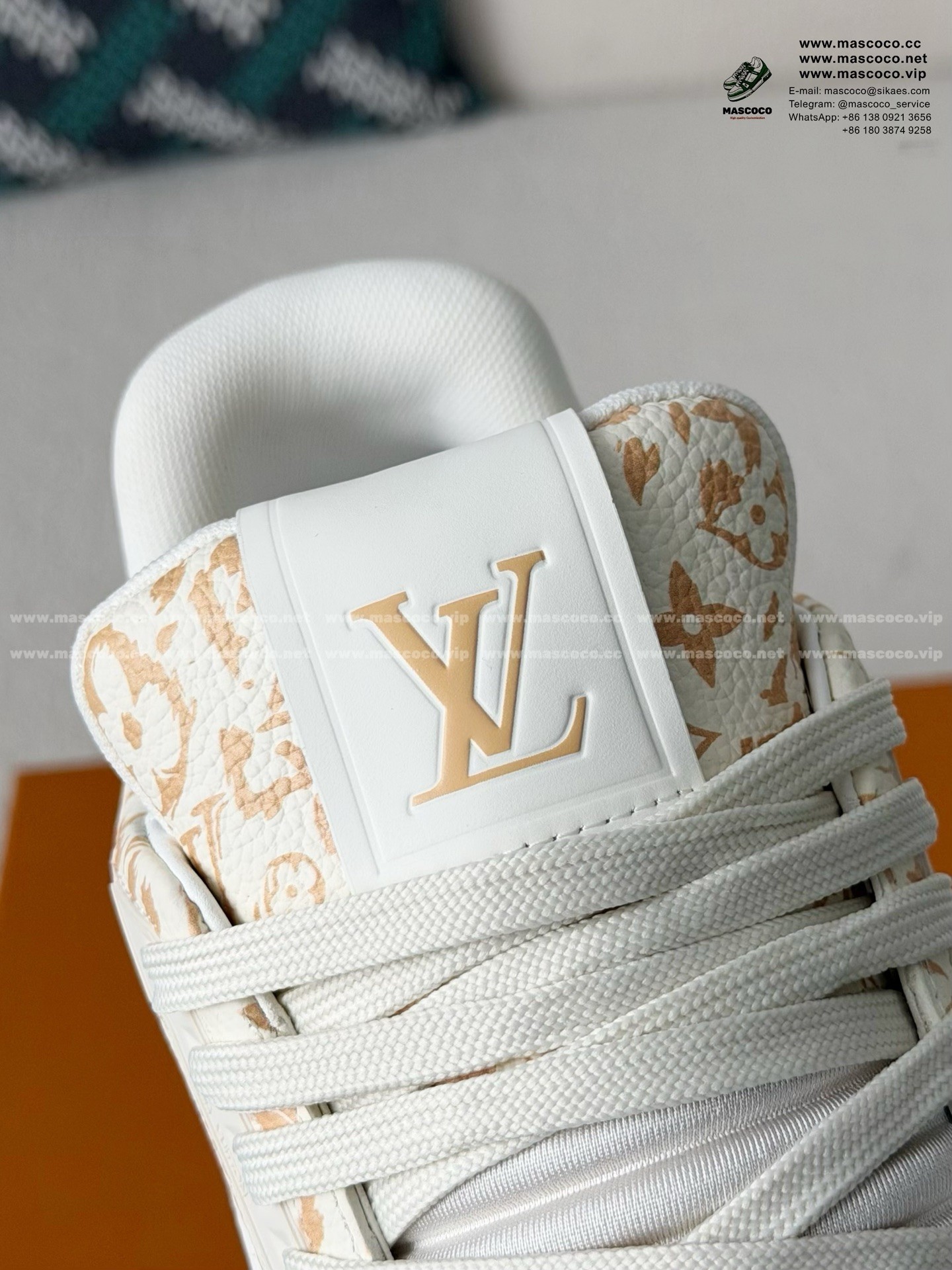 「#6331」LOUIS VUITTON TRAINER GRAINED LEATHER SNEAKERS - Image 10