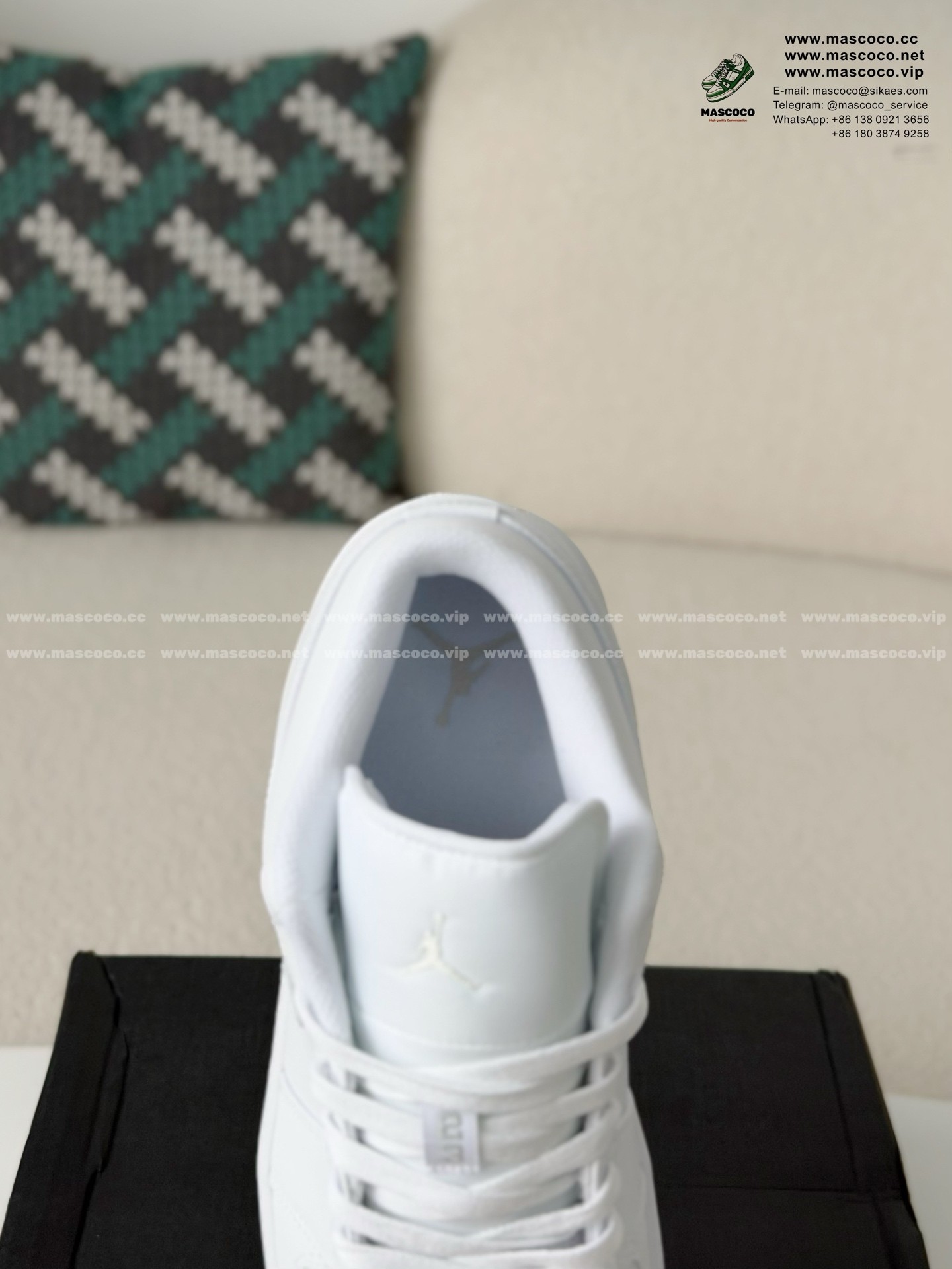 「#6461」Jordan Air Jordan 1 Low Pure White Sneaker - Image 8
