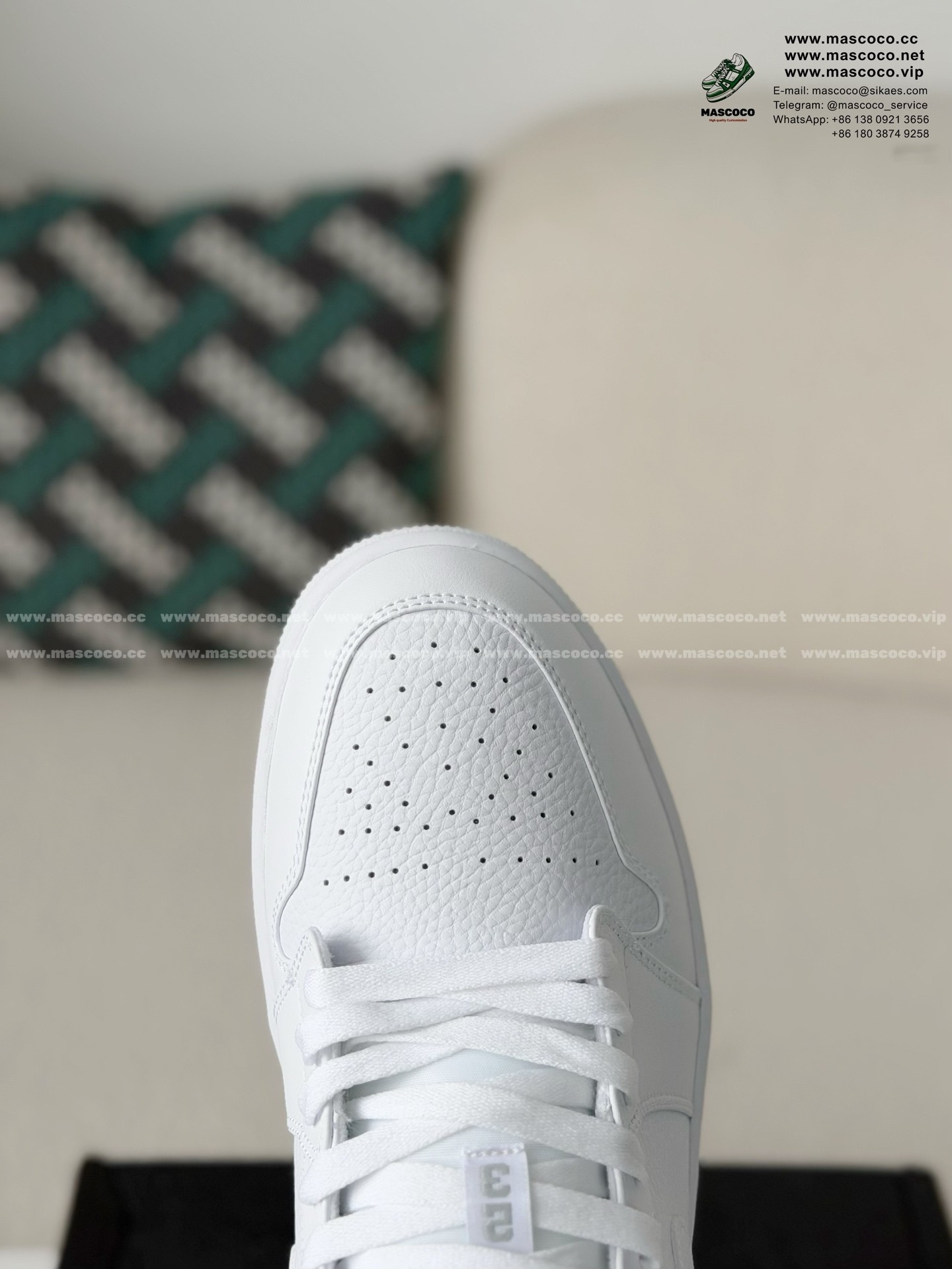 「#6461」Jordan Air Jordan 1 Low Pure White Sneaker - Image 9