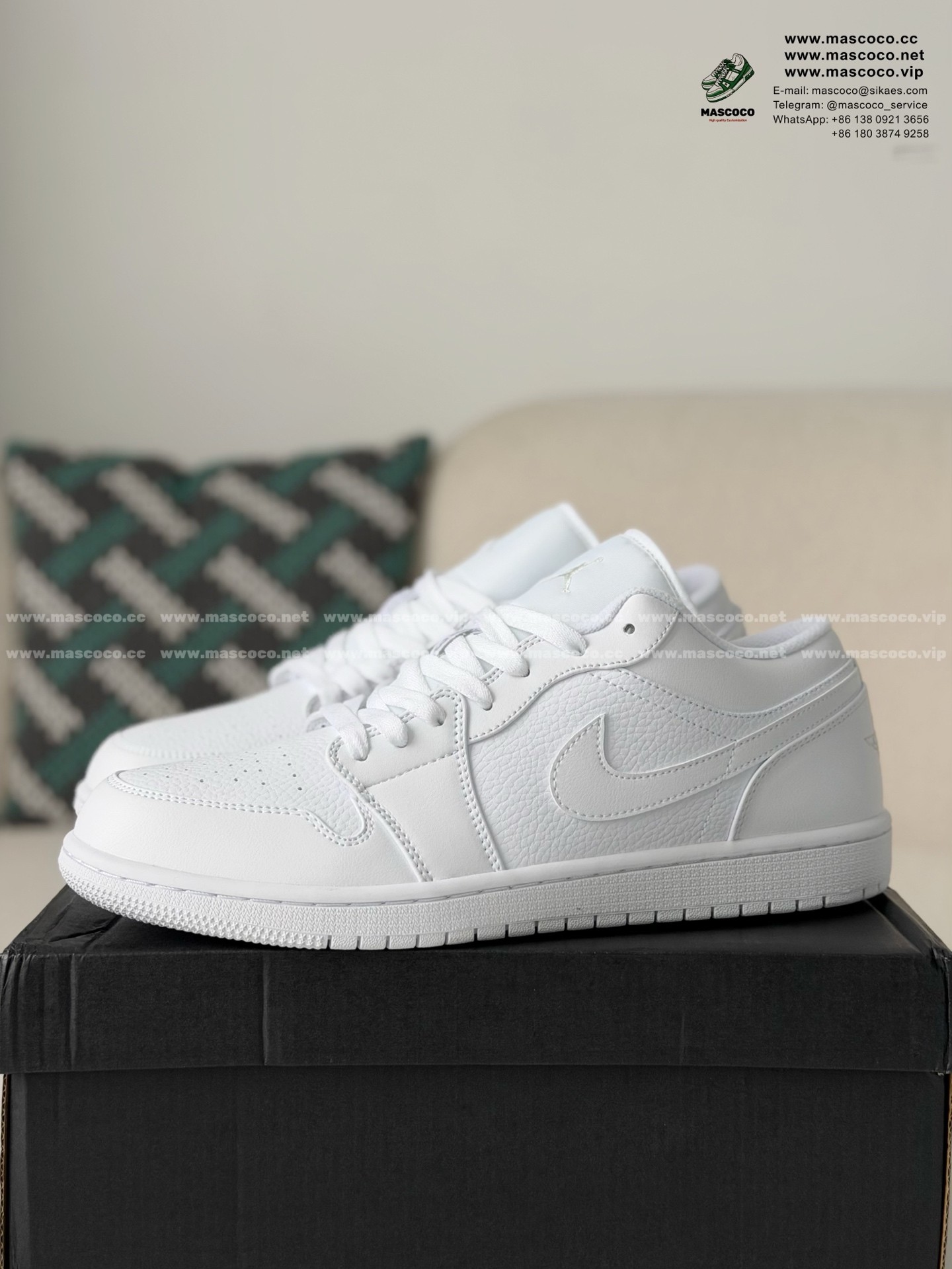 「#6461」Jordan Air Jordan 1 Low Pure White Sneaker