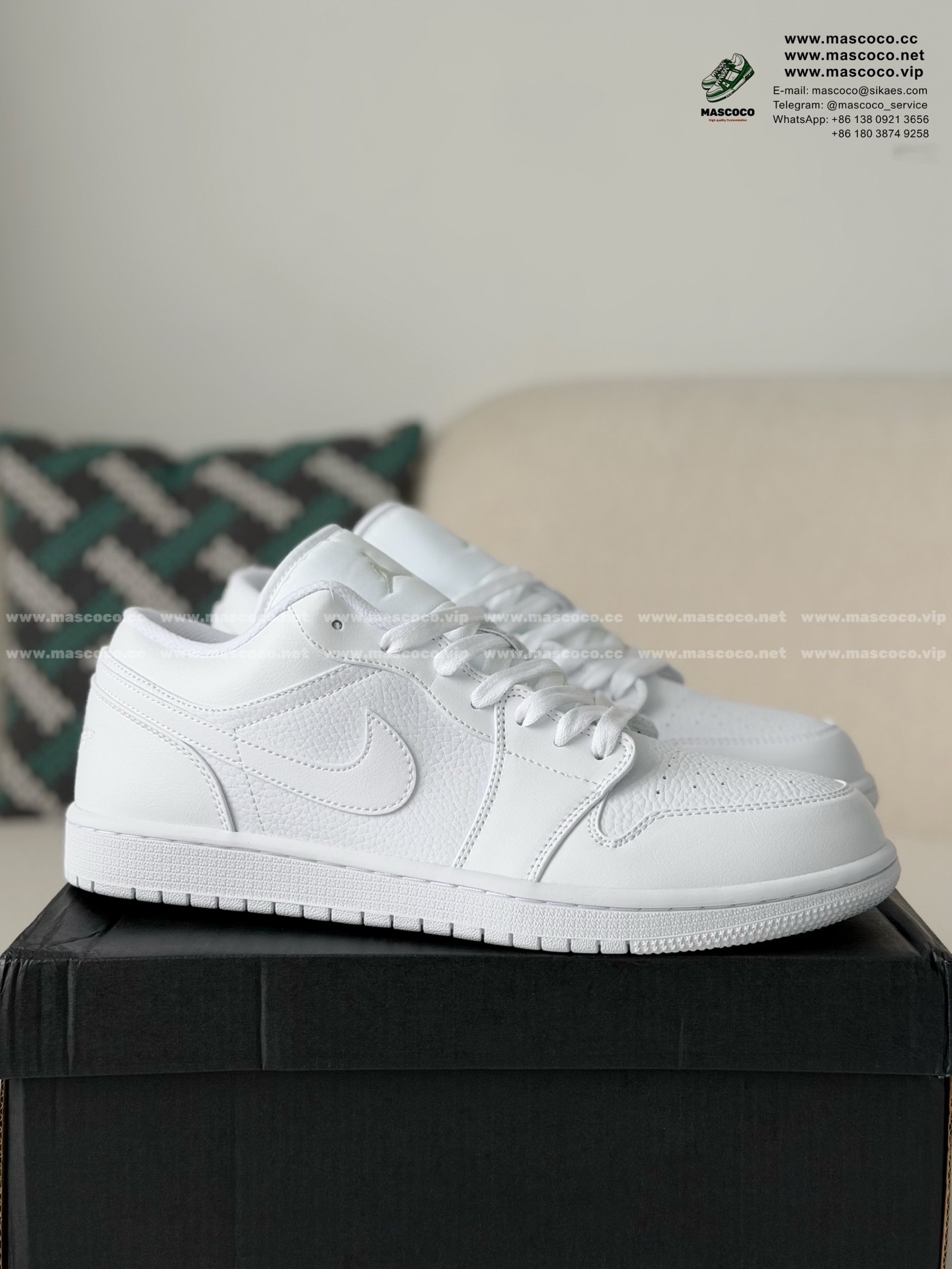 「#6461」Jordan Air Jordan 1 Low Pure White Sneaker - Image 2