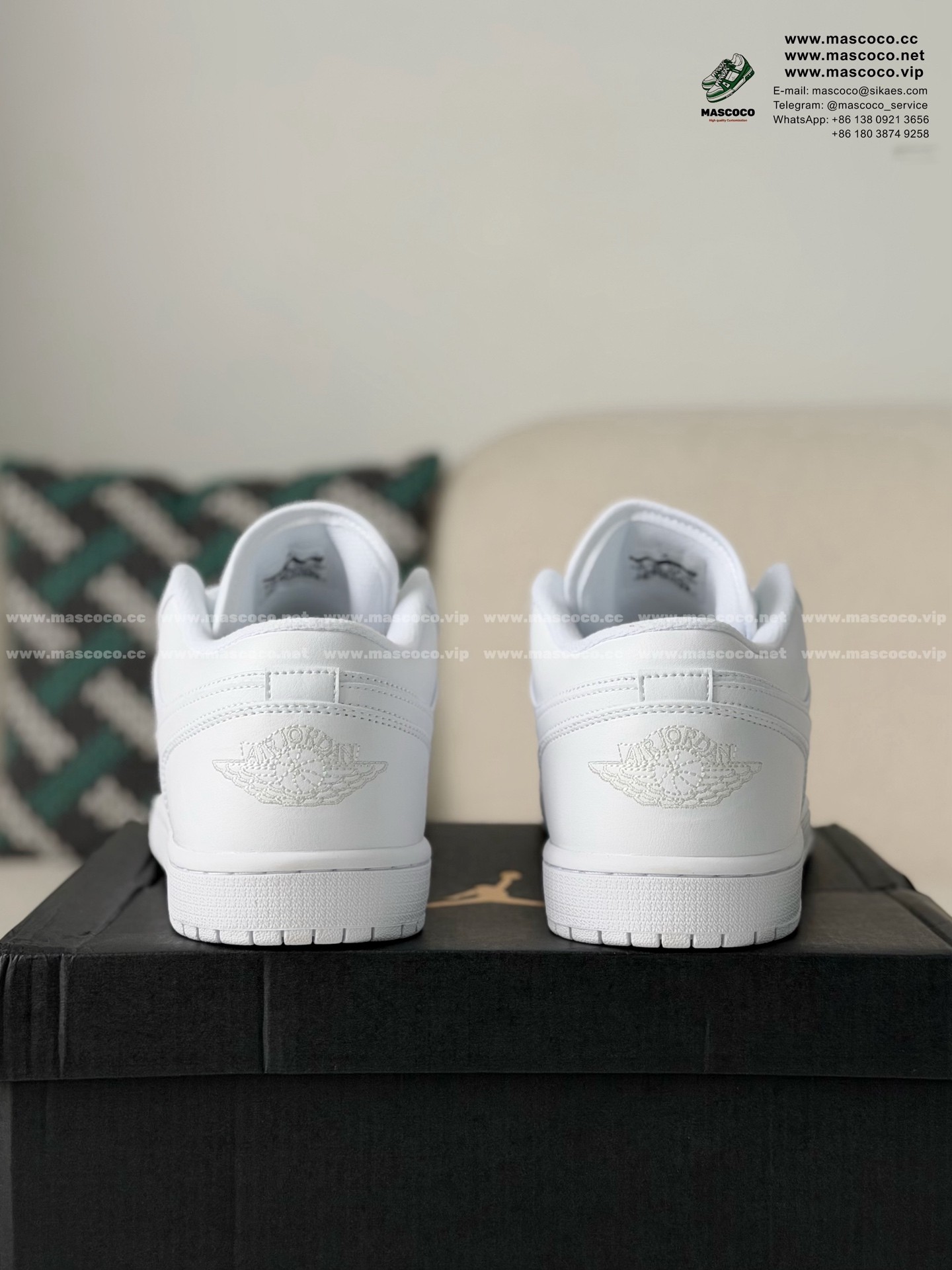 「#6461」Jordan Air Jordan 1 Low Pure White Sneaker - Image 3