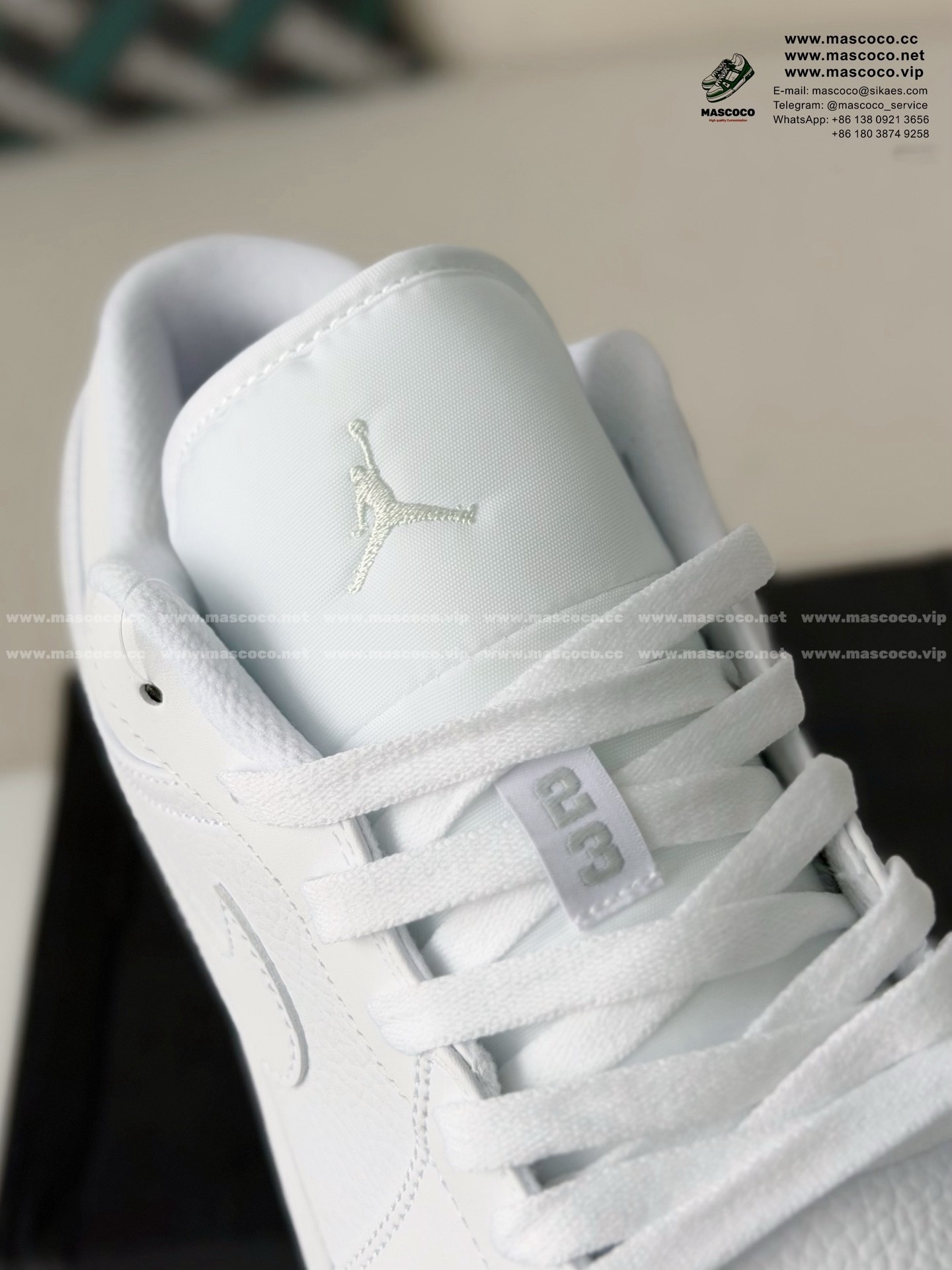 「#6461」Jordan Air Jordan 1 Low Pure White Sneaker - Image 10