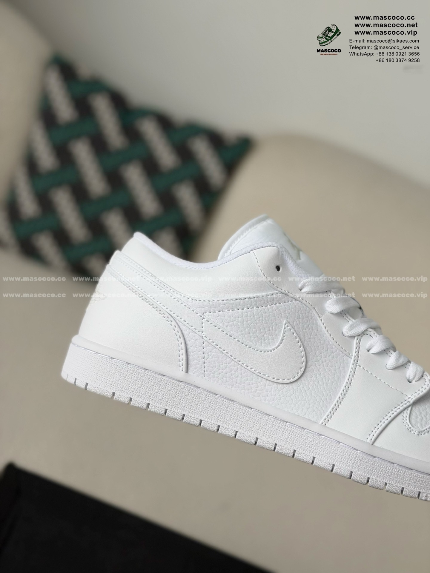 「#6461」Jordan Air Jordan 1 Low Pure White Sneaker - Image 7