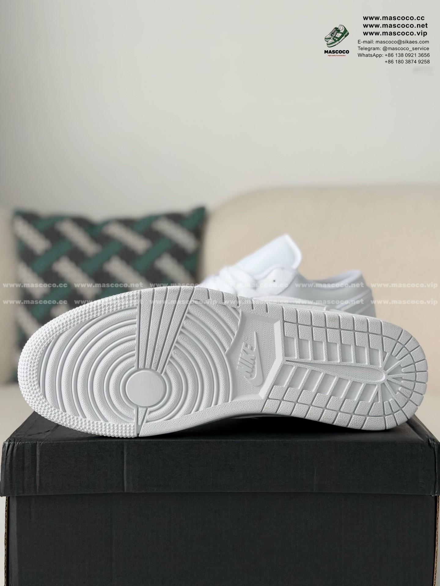 「#6461」Jordan Air Jordan 1 Low Pure White Sneaker - Image 5