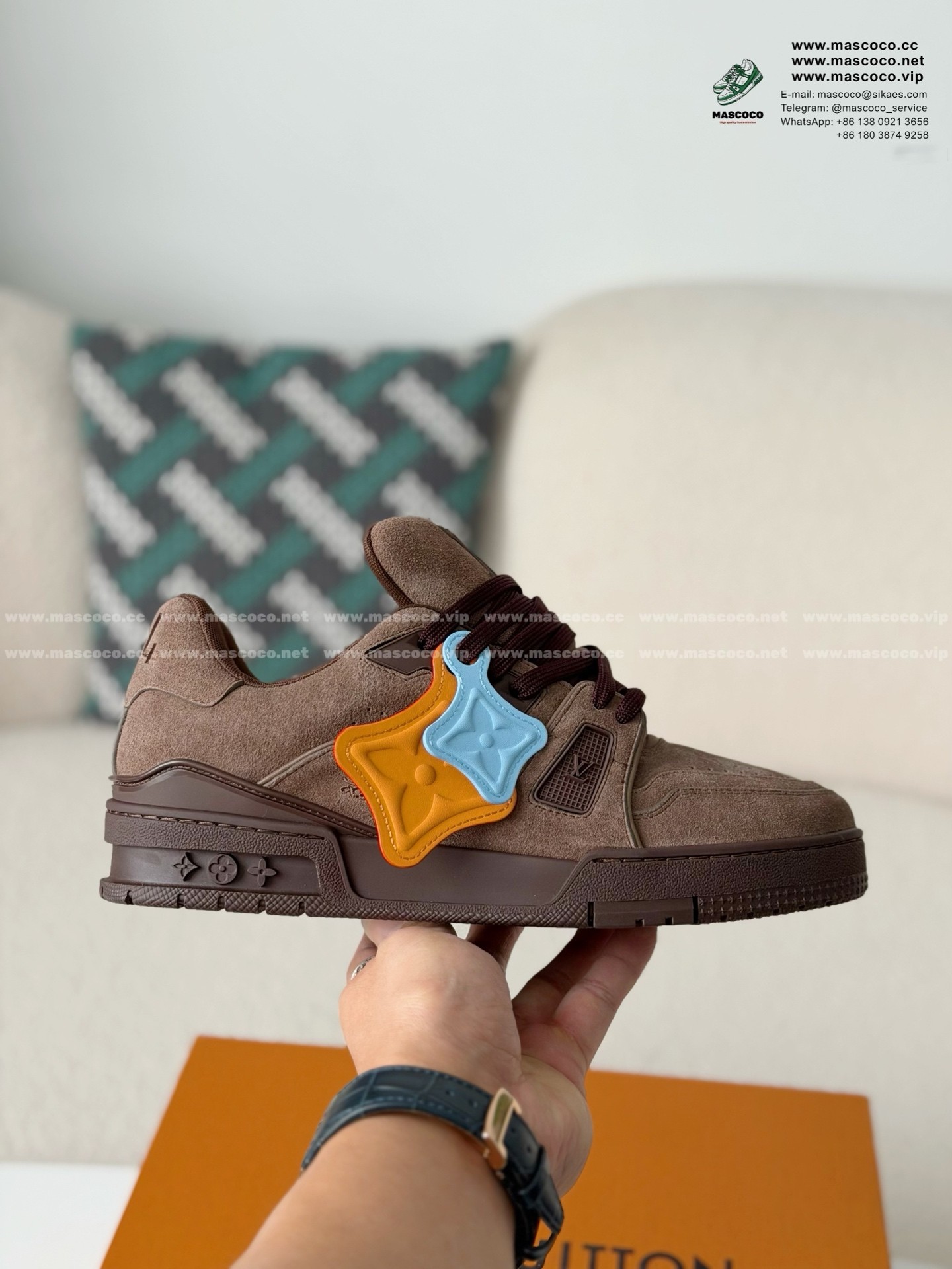 「#6462」LOUIS VUITTON TRAINER DISTRESSED SNEAKERS - Image 6