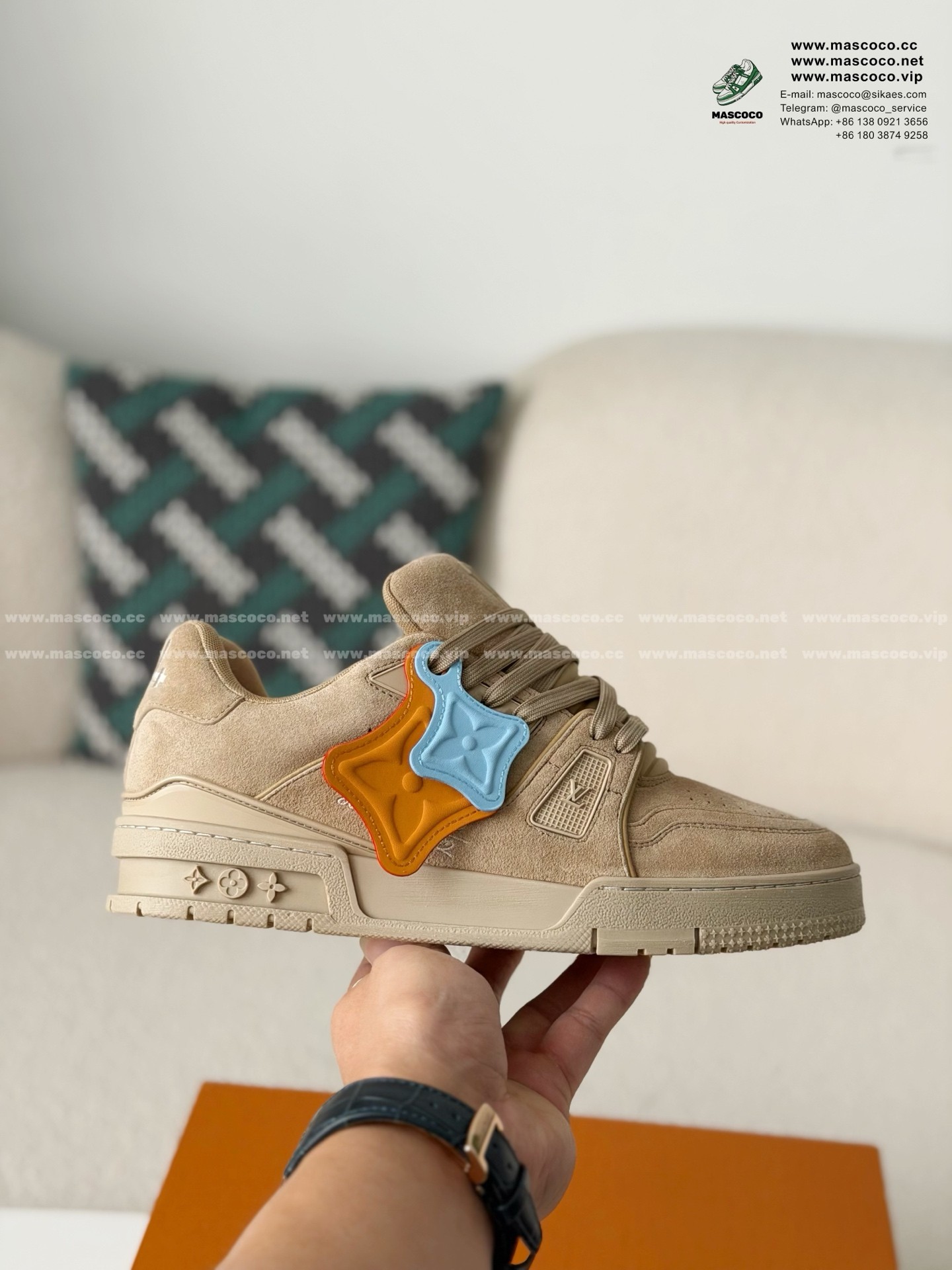 「#6463」LOUIS VUITTON TRAINER DISTRESSED SNEAKERS - Image 6