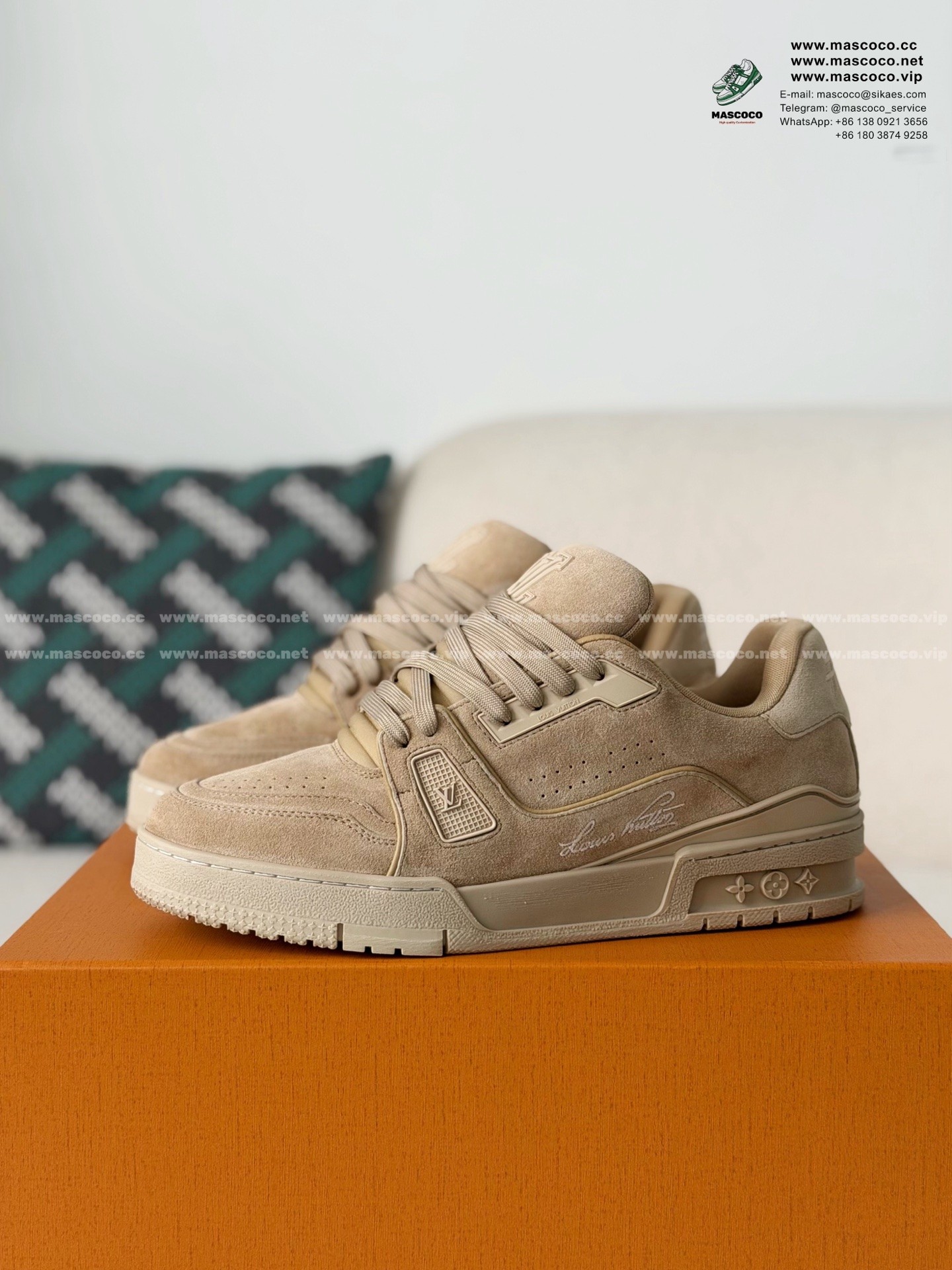 「#6463」LOUIS VUITTON TRAINER DISTRESSED SNEAKERS