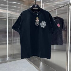 「#6546」Chrome Hearts Spring Colorful Horseshoe Embroidery Short-Sleeve T-Shirt