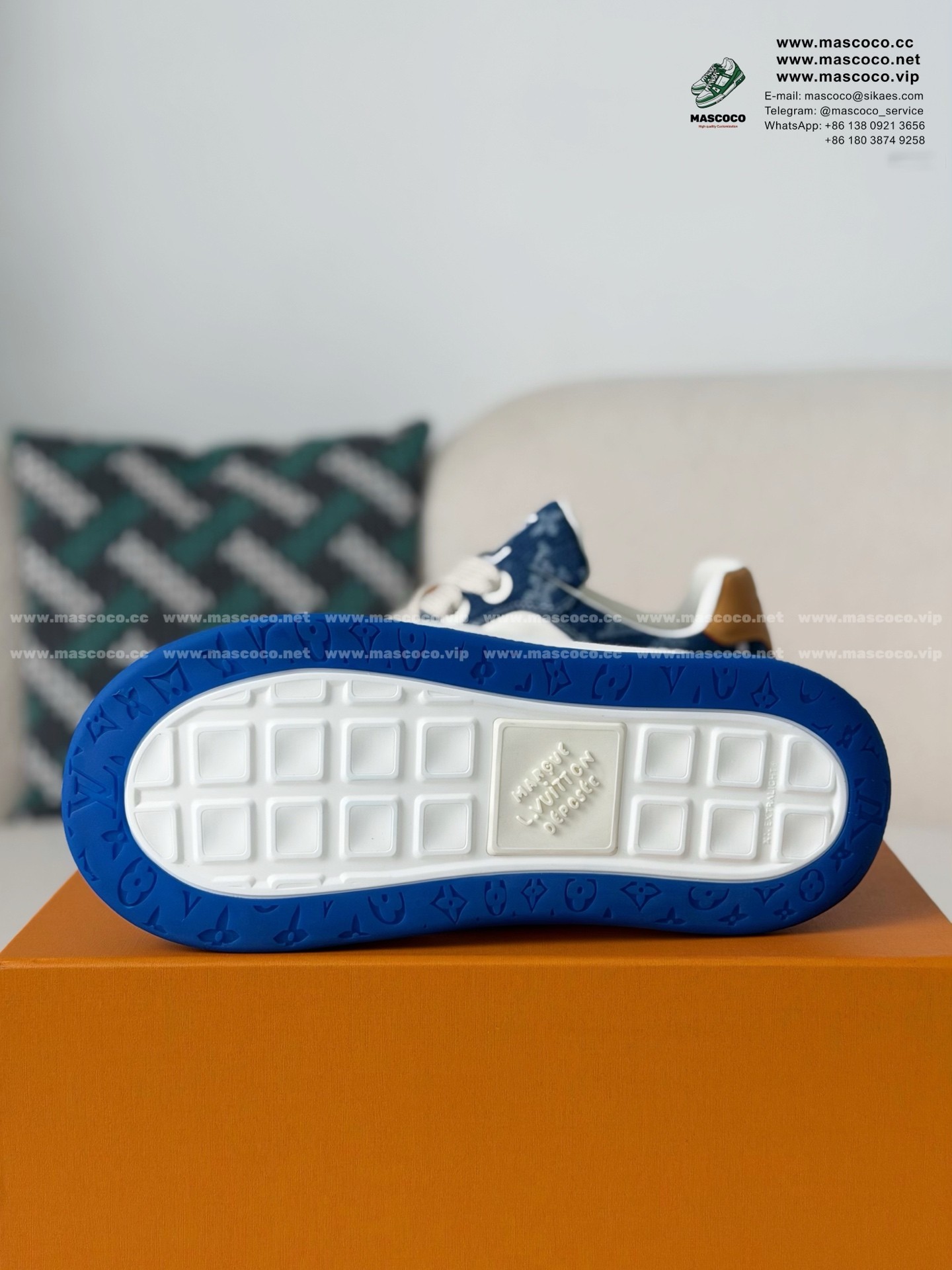 「#6640」LOUIS VUITTON TILTED CANVAS LEATHER BOARD SHOES - Image 5