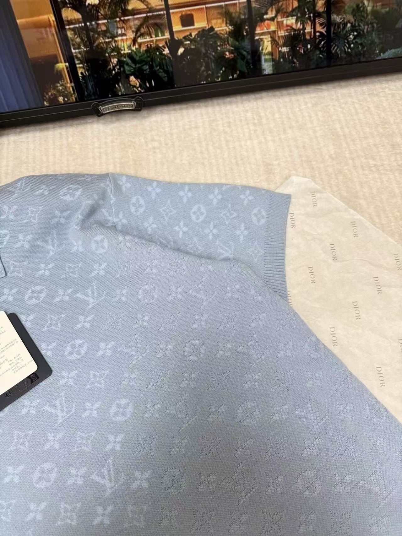 「#6705」Louis Vuitton monogram all-over jacquard knit polo shirt - Image 7