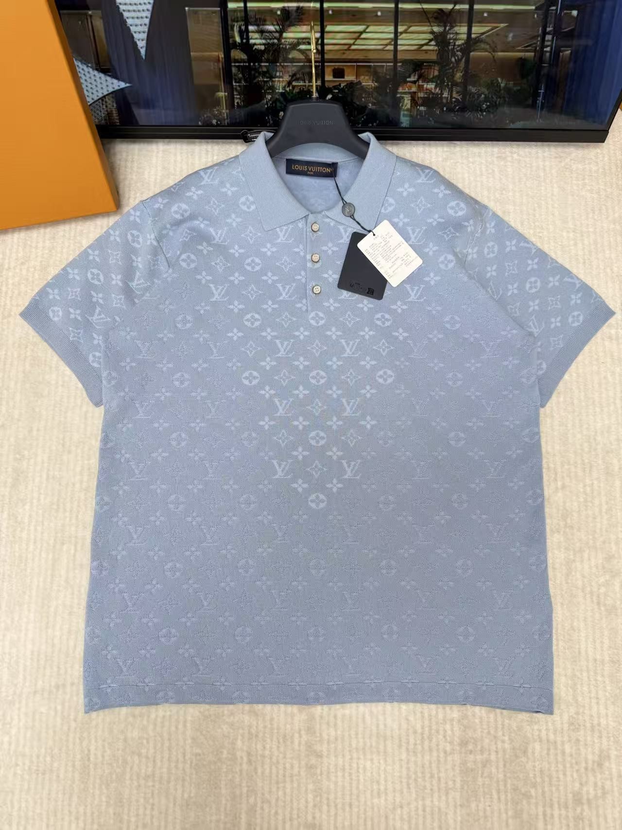 「#6705」Louis Vuitton monogram all-over jacquard knit polo shirt
