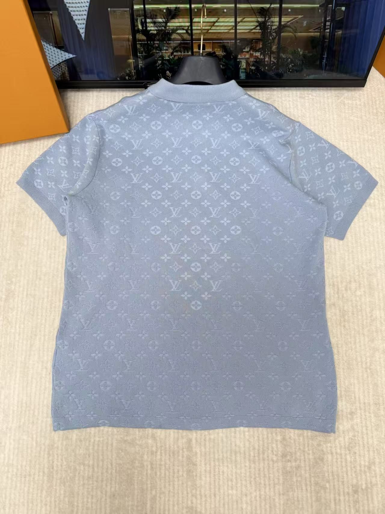 「#6705」Louis Vuitton monogram all-over jacquard knit polo shirt - Image 2