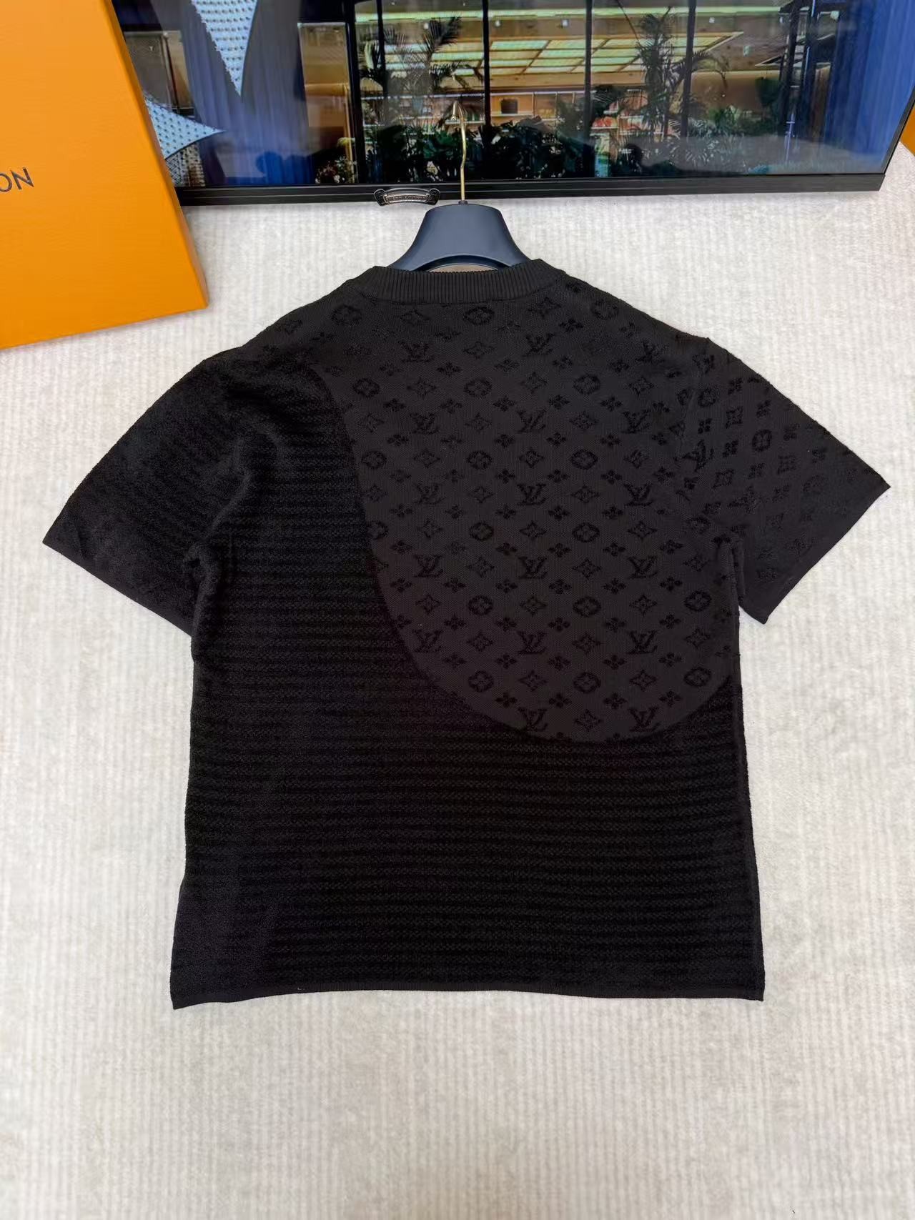 「#6706」LOUIS VUITTON Letter Jacquard Striped Knit Short Sleeve - Image 2