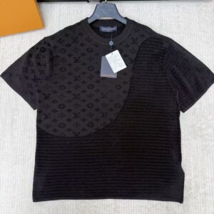 「#6706」LOUIS VUITTON Letter Jacquard Striped Knit Short Sleeve