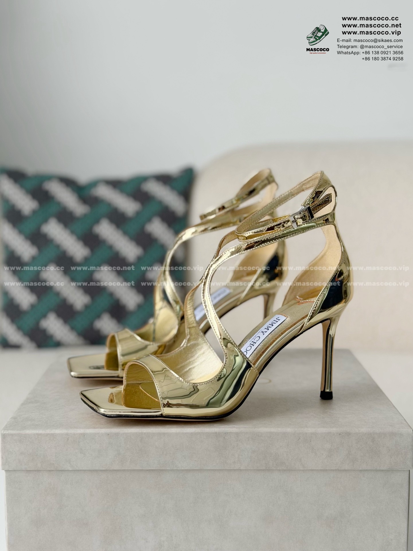 「#6819」Jimmy Choo Azia Buckle High Heels,9.5cm
