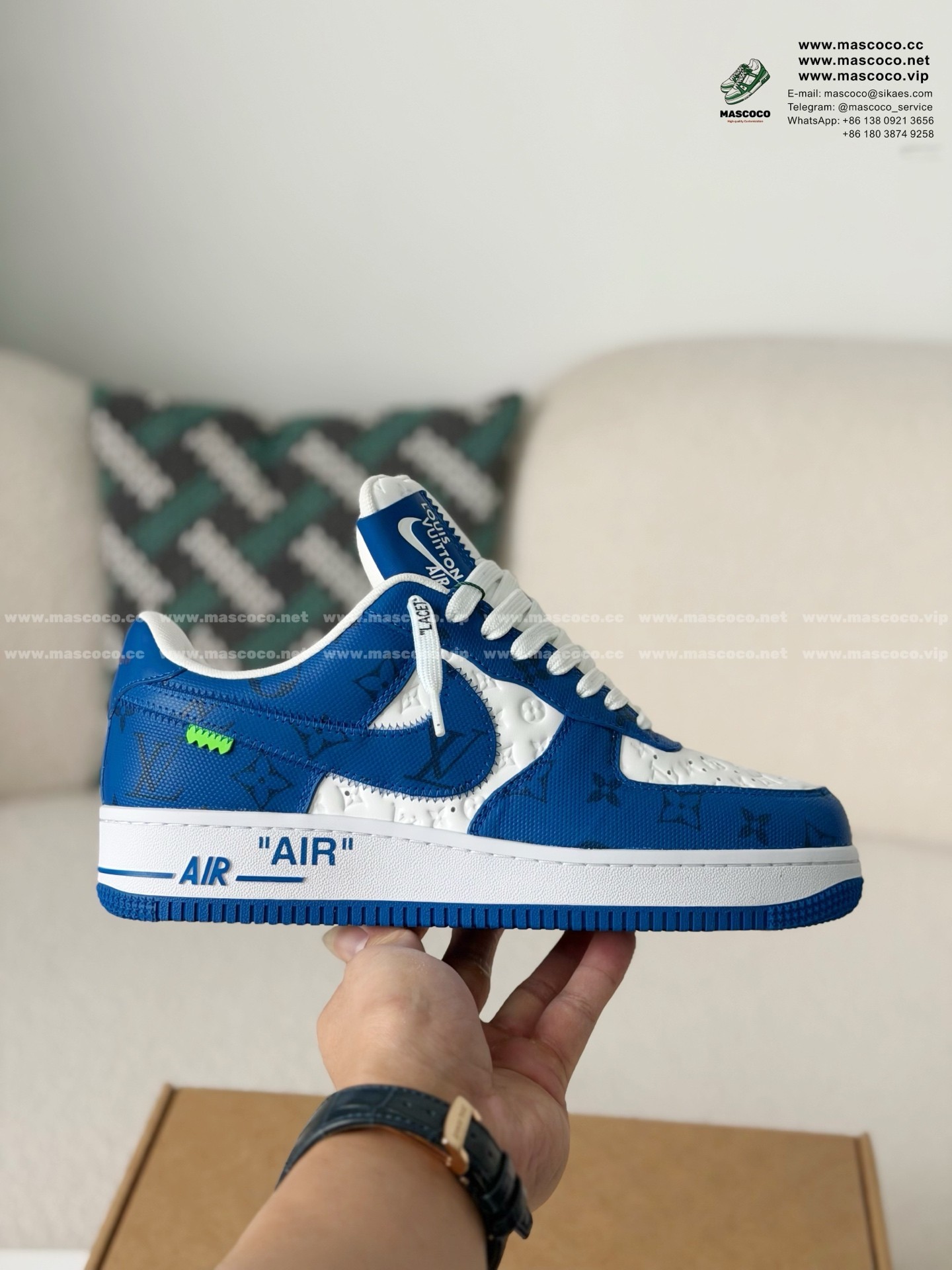 「#1117」Louis Vuitton x Nike Air Force 1 Sneaker - Image 6