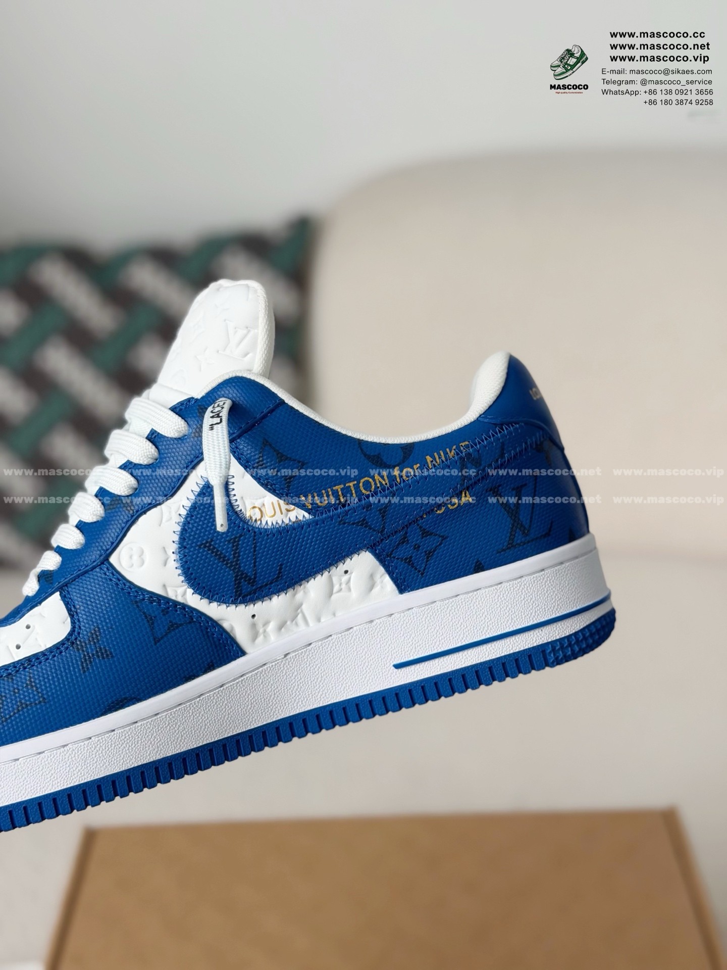 「#1117」Louis Vuitton x Nike Air Force 1 Sneaker - Image 8