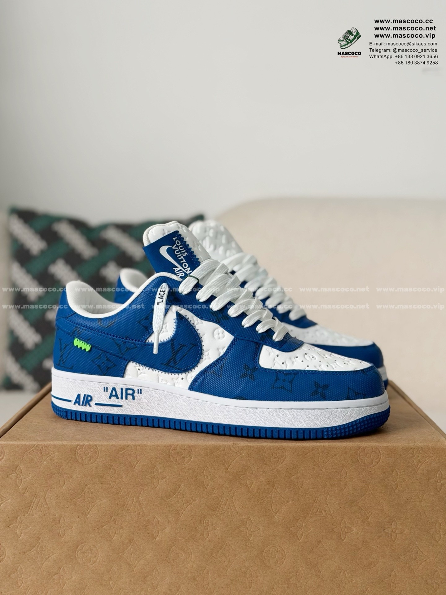 「#1117」Louis Vuitton x Nike Air Force 1 Sneaker - Image 2