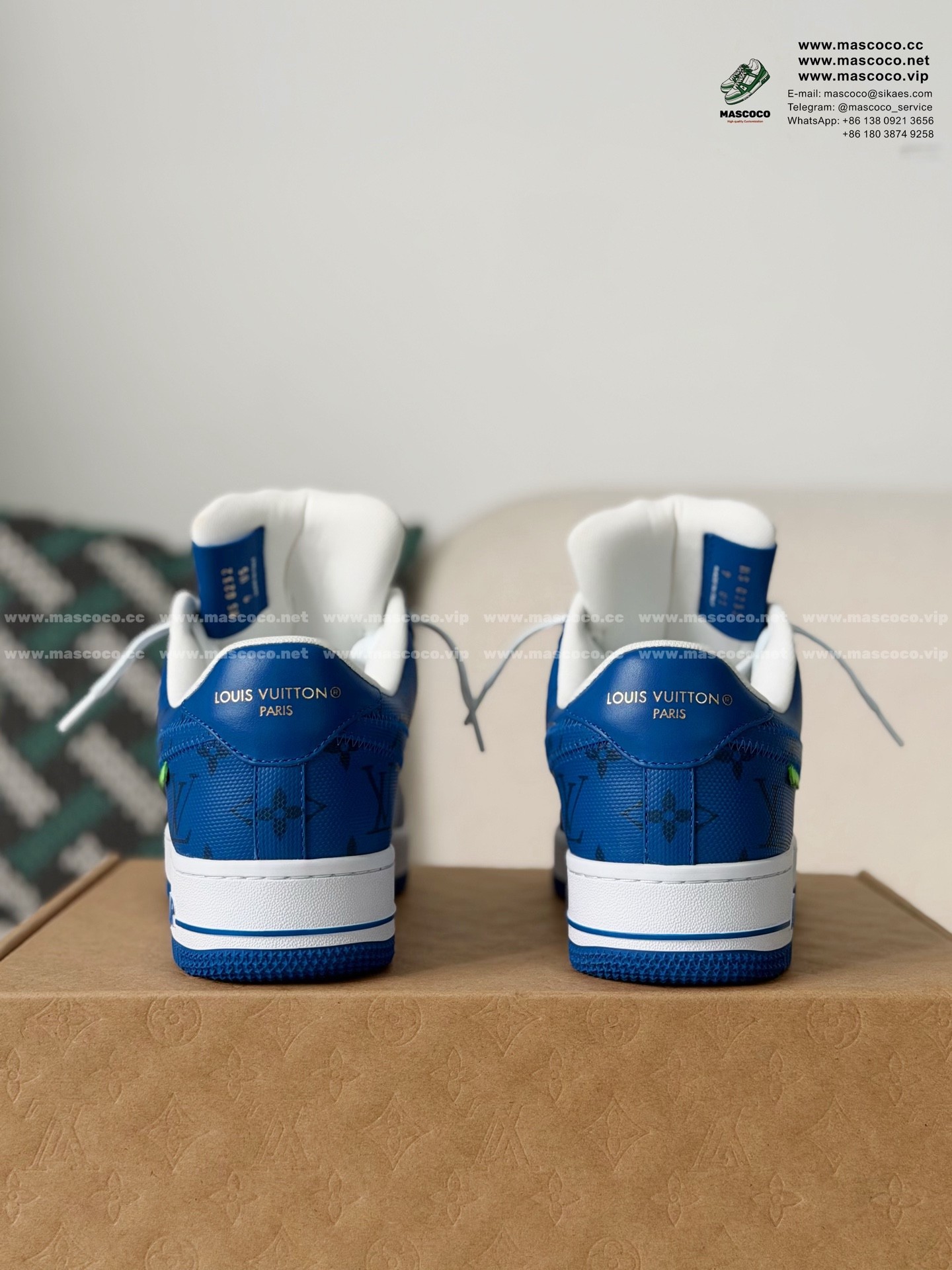「#1117」Louis Vuitton x Nike Air Force 1 Sneaker - Image 3