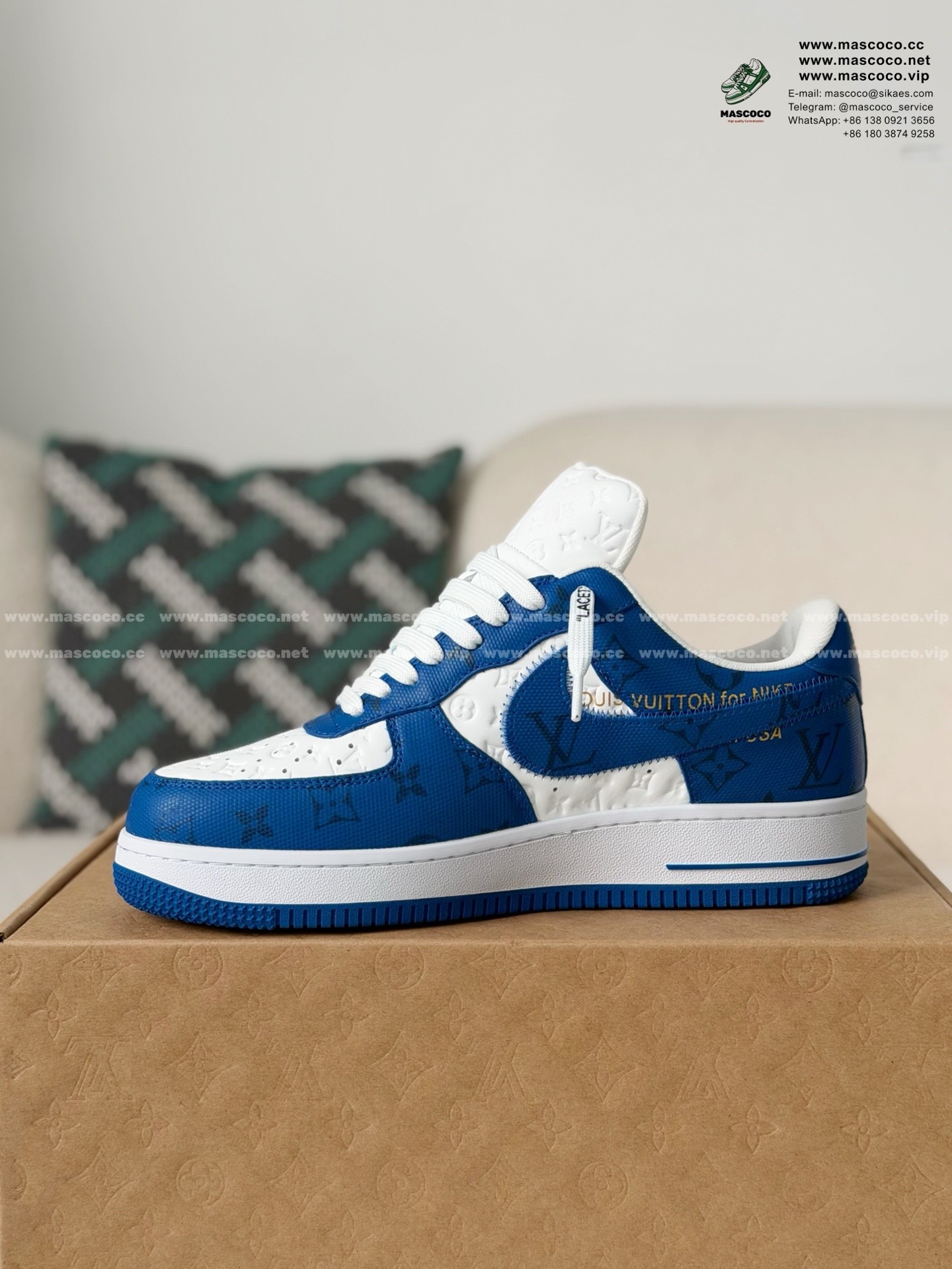 「#1117」Louis Vuitton x Nike Air Force 1 Sneaker - Image 4