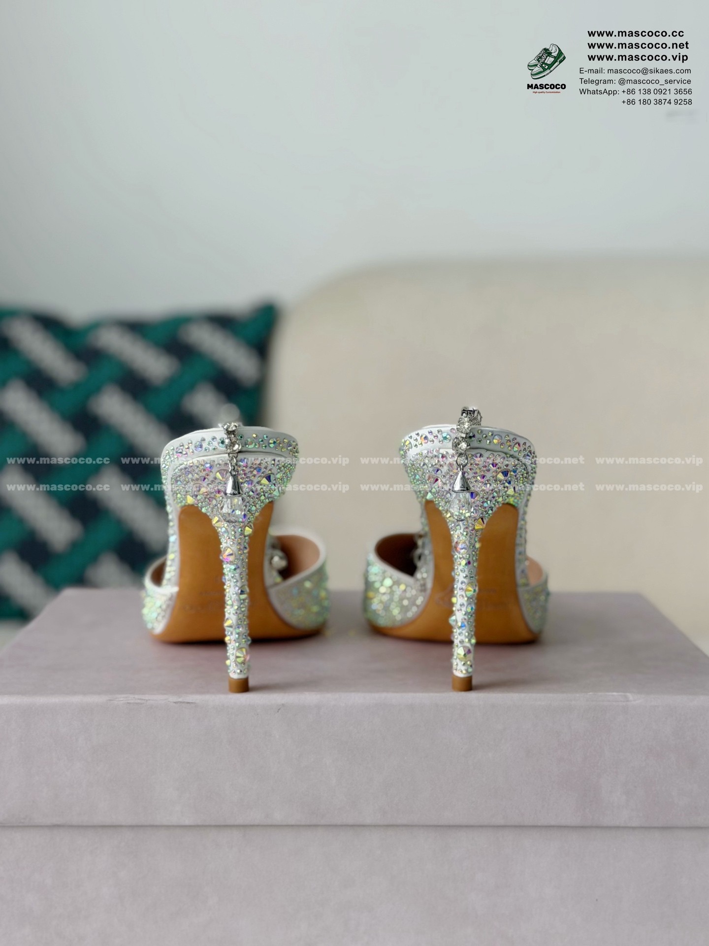 「#6865」Jimmy Choo/Saeda 100 Lady Crystal Chain Heels JC - Image 3