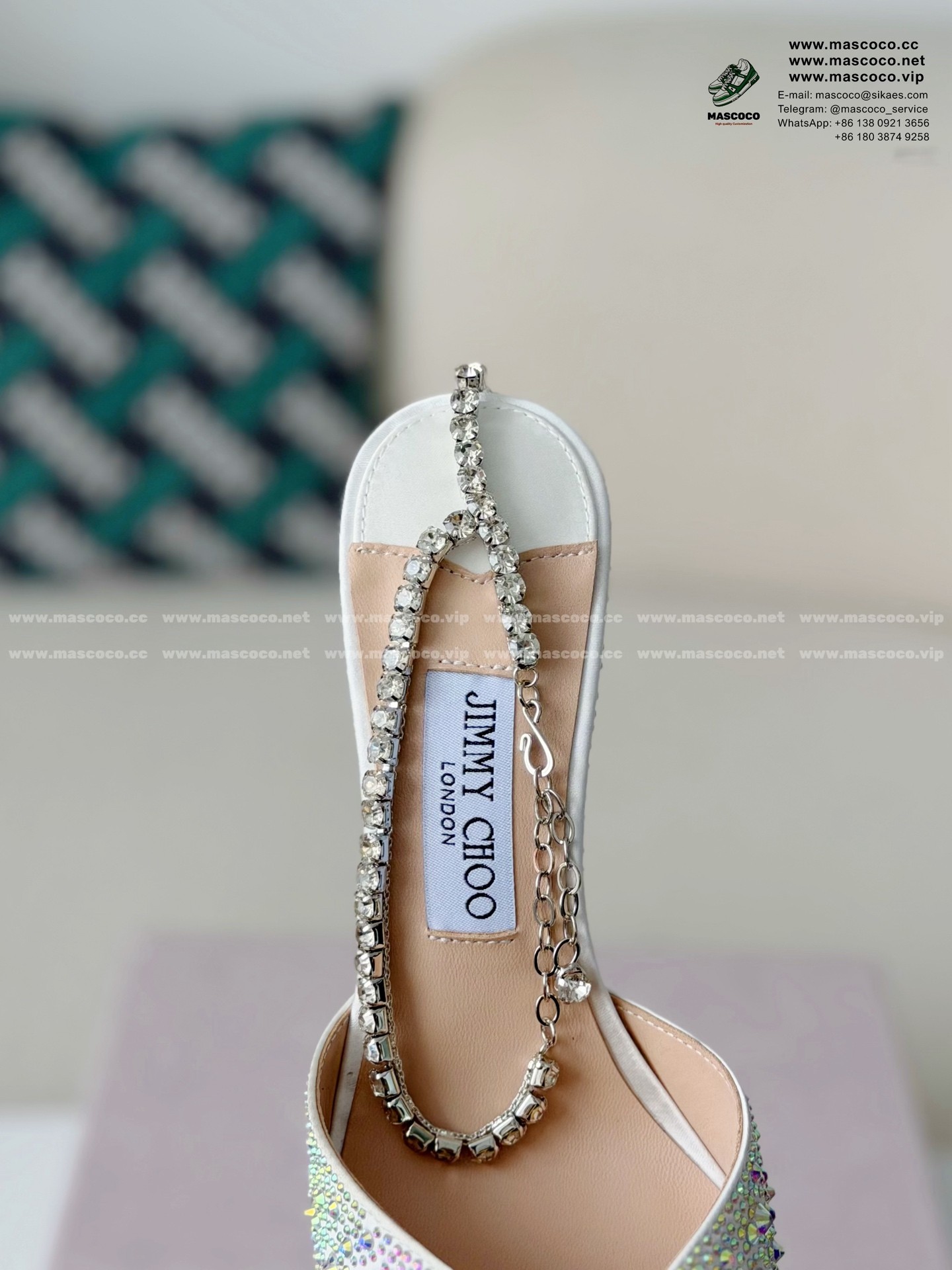 「#6865」Jimmy Choo/Saeda 100 Lady Crystal Chain Heels JC - Image 8