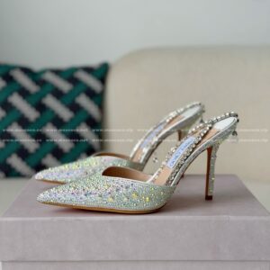 「#6865」Jimmy Choo/Saeda 100 Lady Crystal Chain Heels JC