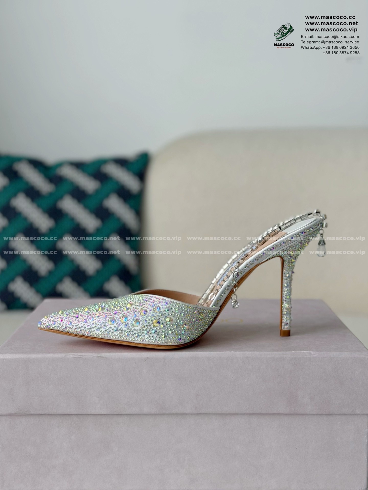 「#6865」Jimmy Choo/Saeda 100 Lady Crystal Chain Heels JC - Image 4