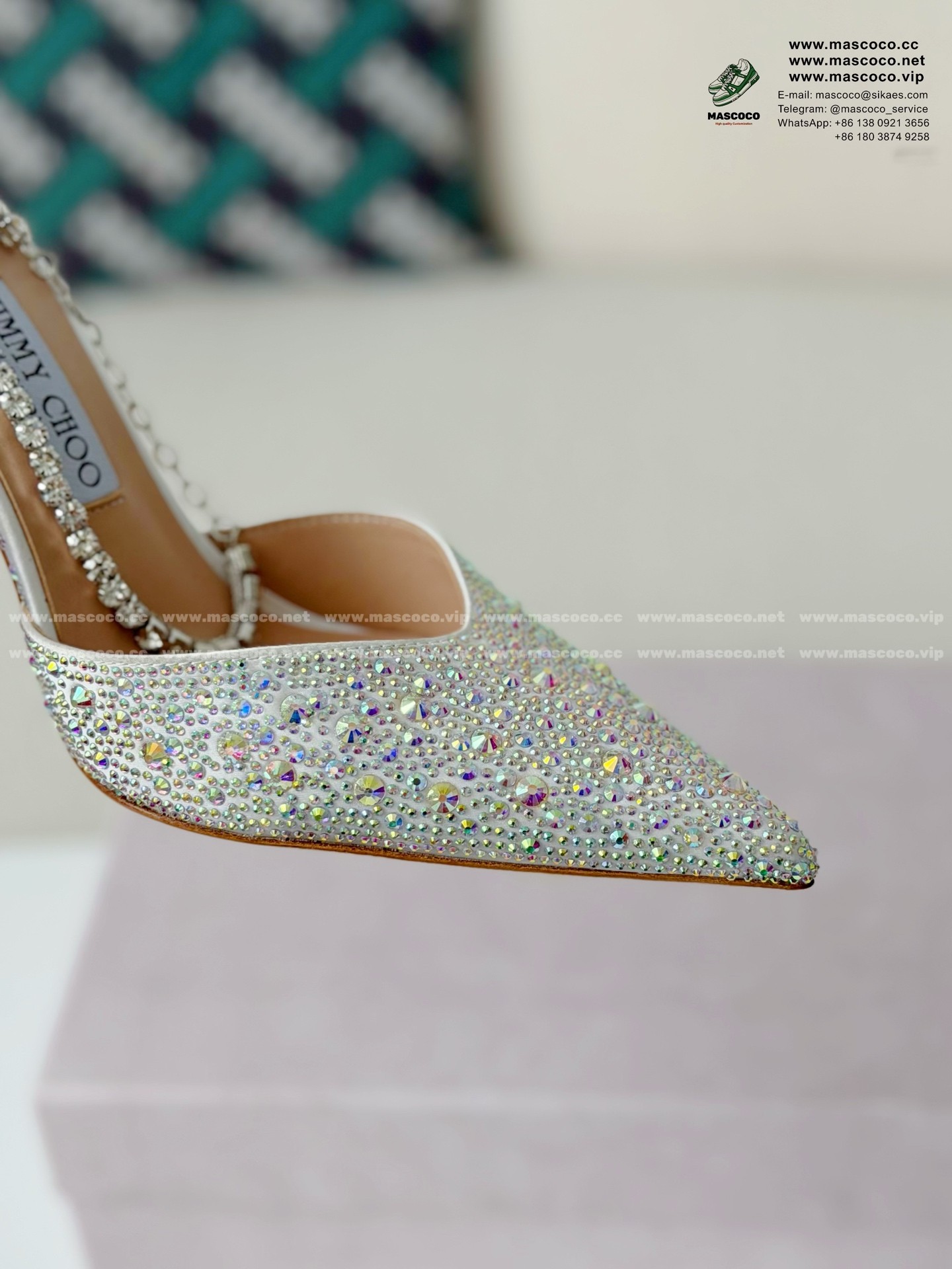 「#6865」Jimmy Choo/Saeda 100 Lady Crystal Chain Heels JC - Image 7